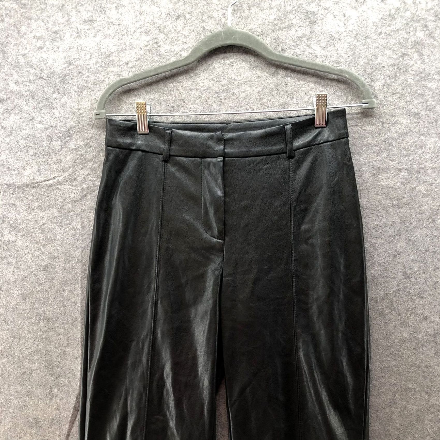 AVEC LES FILLES VINTAGE Avec Les Filles Faux Leather Wide Leg Pants Womens S Black Cropped Ankle Size 28" / US 6 / IT 42 - 3 Thumbnail