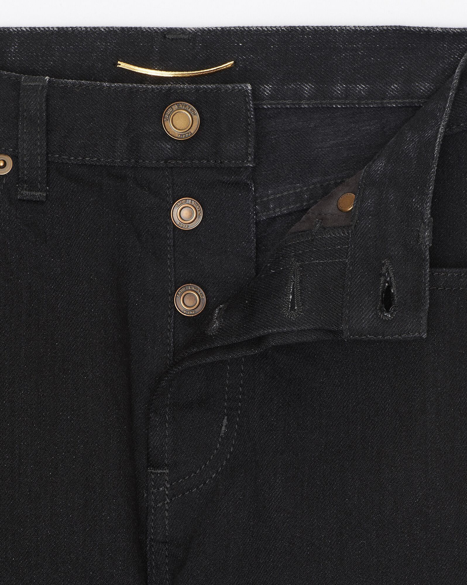 Saint Laurent Paris o1s1wg111224 Slim-fit Jeans In Worn Denim in Black Size 26" / US 2 / IT 38 - 3 Thumbnail