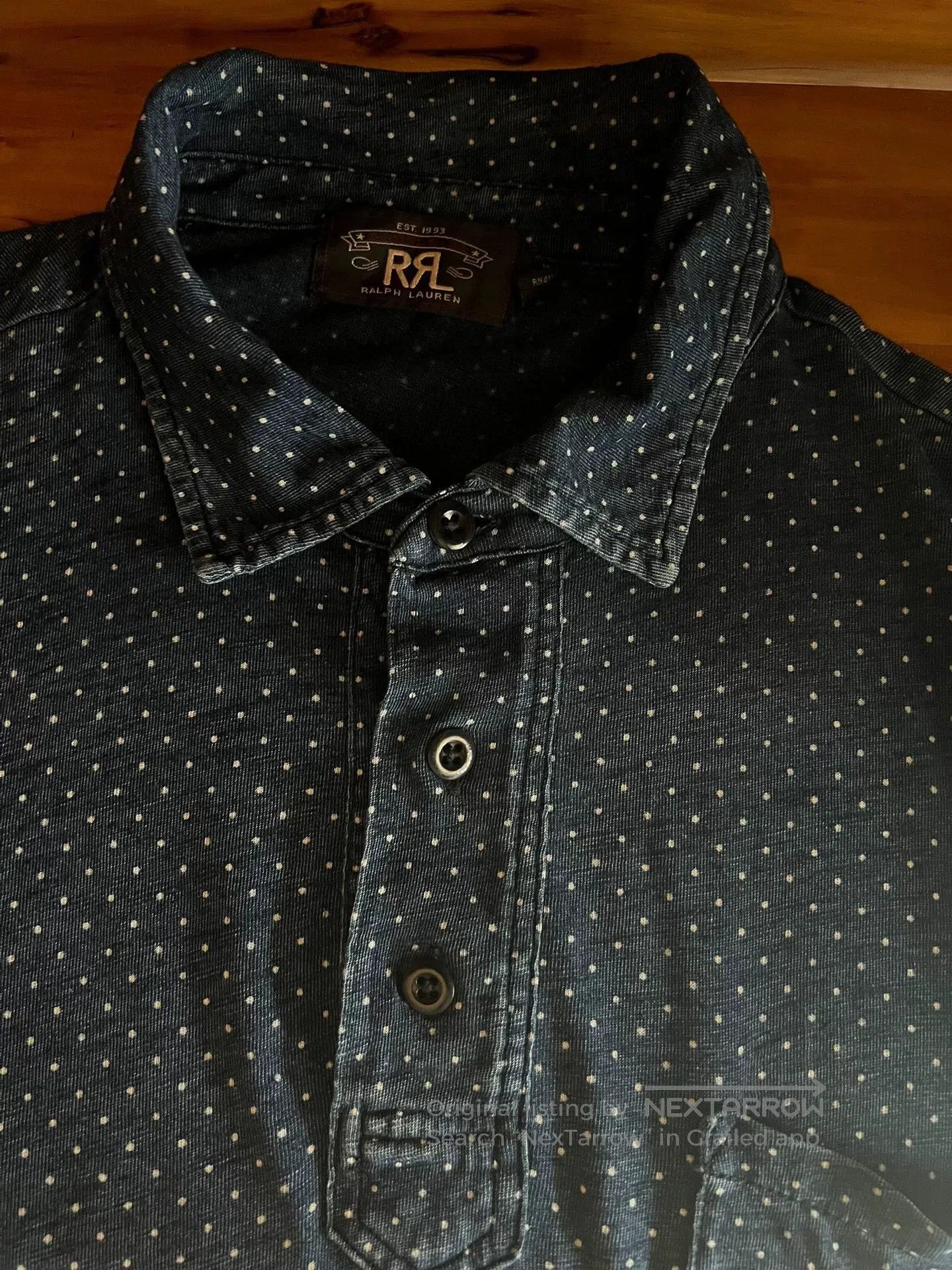 RRL Ralph Lauren RRL Indigo Polka Dot Short Sleeve Tee. Size US L / EU 52-54 / 3 - 6 Thumbnail