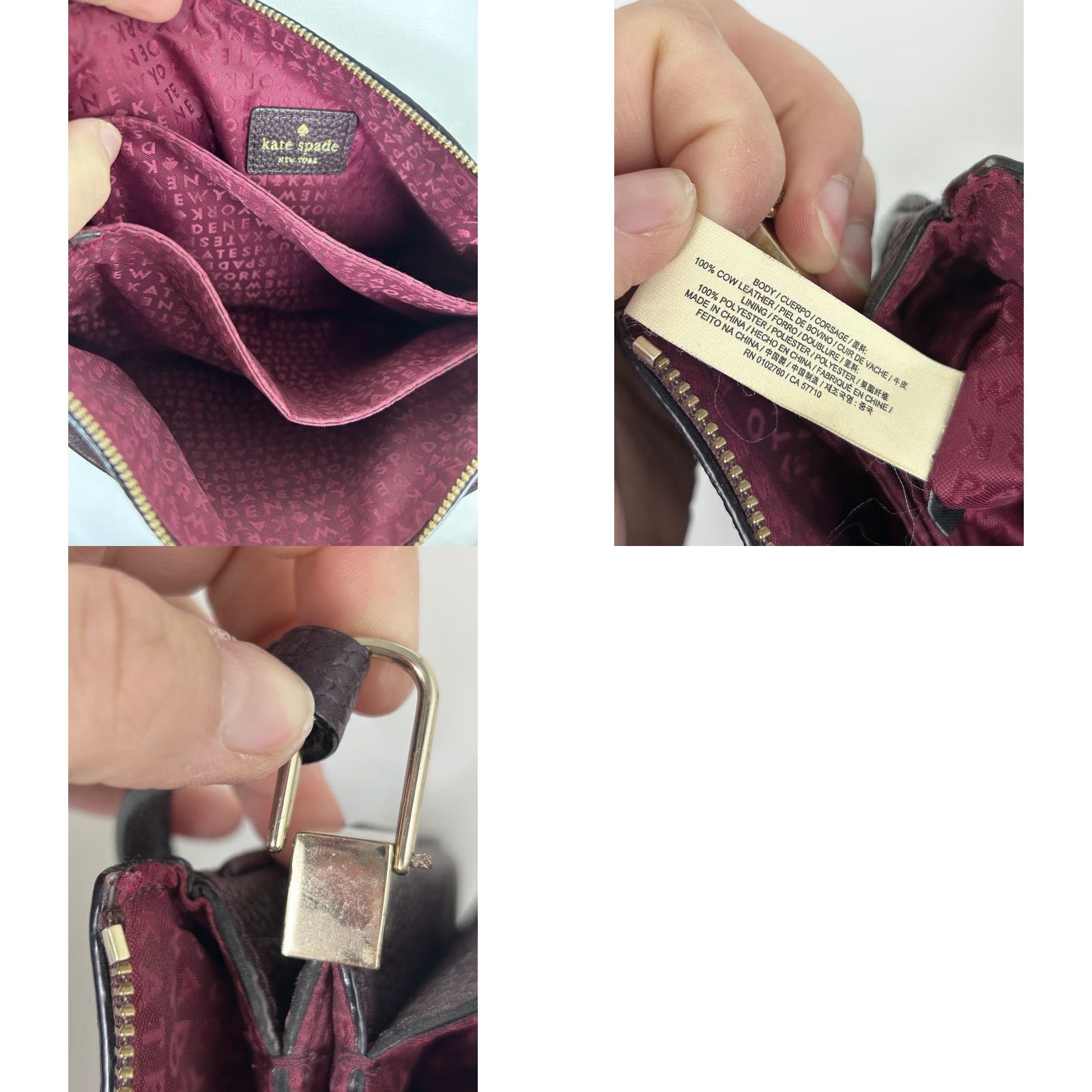 Vintage kate spade new york Crossbody Purse Burgundy Leather Small Women's Size ONE SIZE - 10 Thumbnail