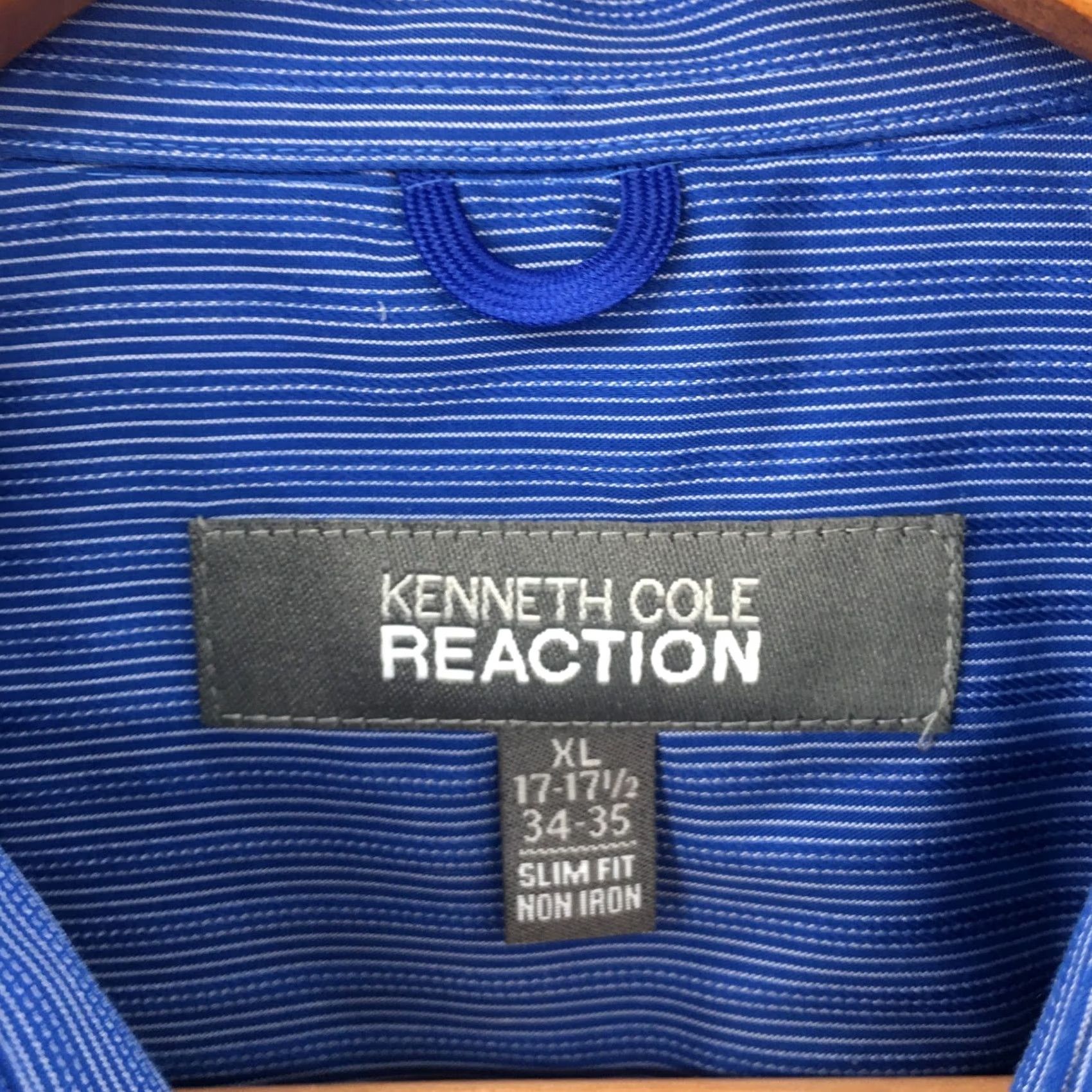 Kenneth Cole Kenneth Cole Reaction Dress Shirt Mens XL Blue Pin Striped Button Up Long Sleeve Size 46R - 6 Thumbnail