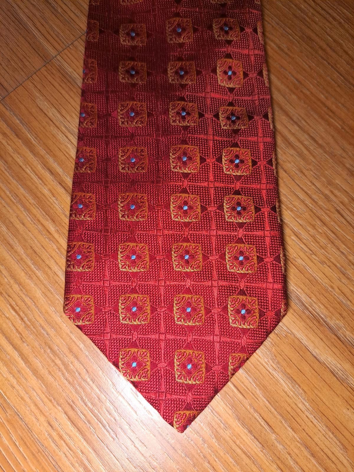Ike Behar Ike Behar 100% Silk Tie Red Geometric Handmade in USA Wide Size ONE SIZE - 1 Thumbnail