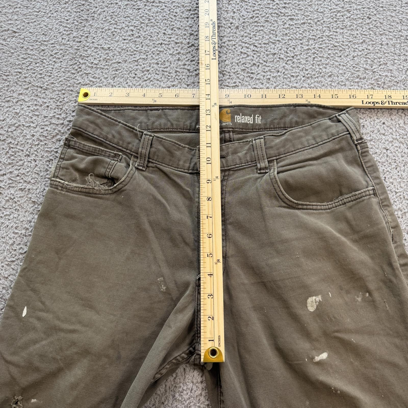 Carhartt Carhartt Relaxed Fit Canvas Work Pants Brown Paint 33x30 Size US 33 - 3 Thumbnail