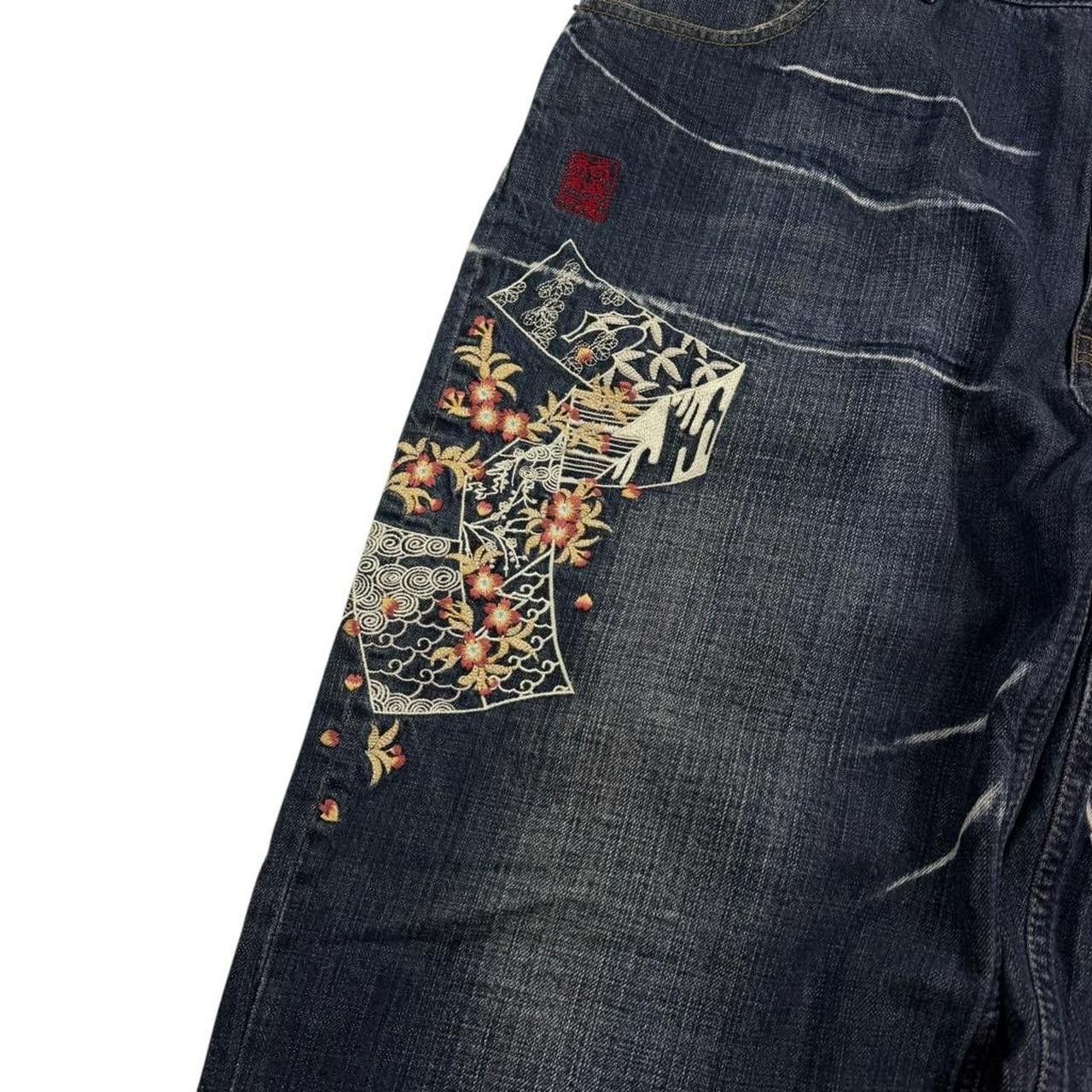Karakuri Tamashii Karakuri Tamashii Embroidered Floral Japanese Jeans Waist 43 Size US 43 - 2 Thumbnail