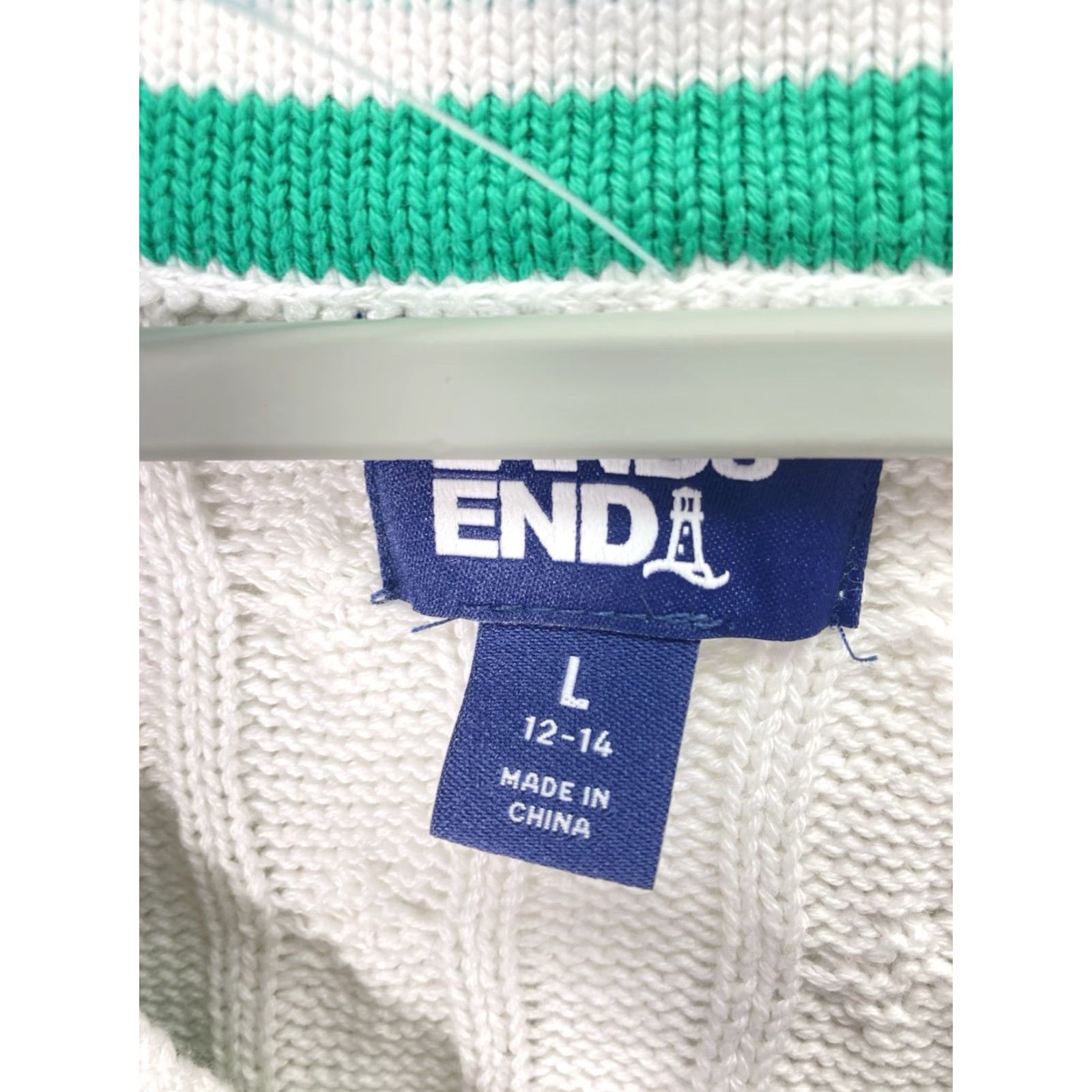 Lands' End Lands' End V Neck Cable Sweater Women Large White Long Sleeve Pullover Cotton NWT Size L / US 10 / IT 46 - 6 Thumbnail