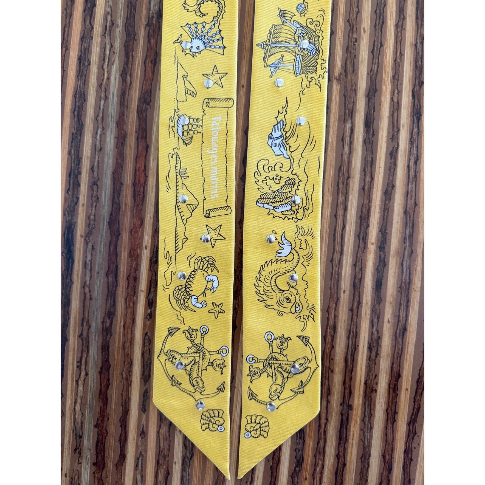 Hermes Hermes Scarf Twilly Tatouages Marins Bandana Studded Silk Size ONE SIZE - 10 Thumbnail