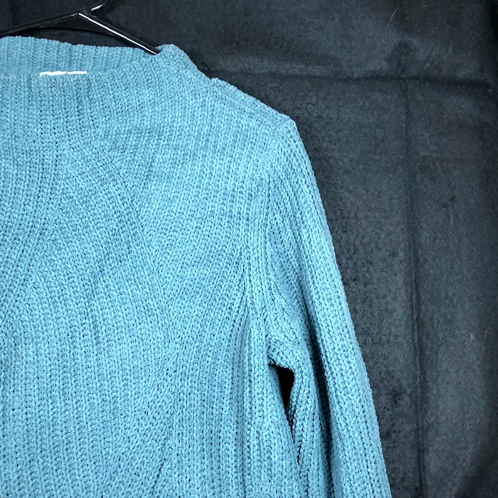 J. Jill J. Jill Sweater Blue Chenille Cable Knit Petite Long Sleeve Tunic MP, Pullover, Knit, Solid, Relaxed Fit, Petite, Women Size M / US 6-8 / IT 42-44 - 5 Thumbnail
