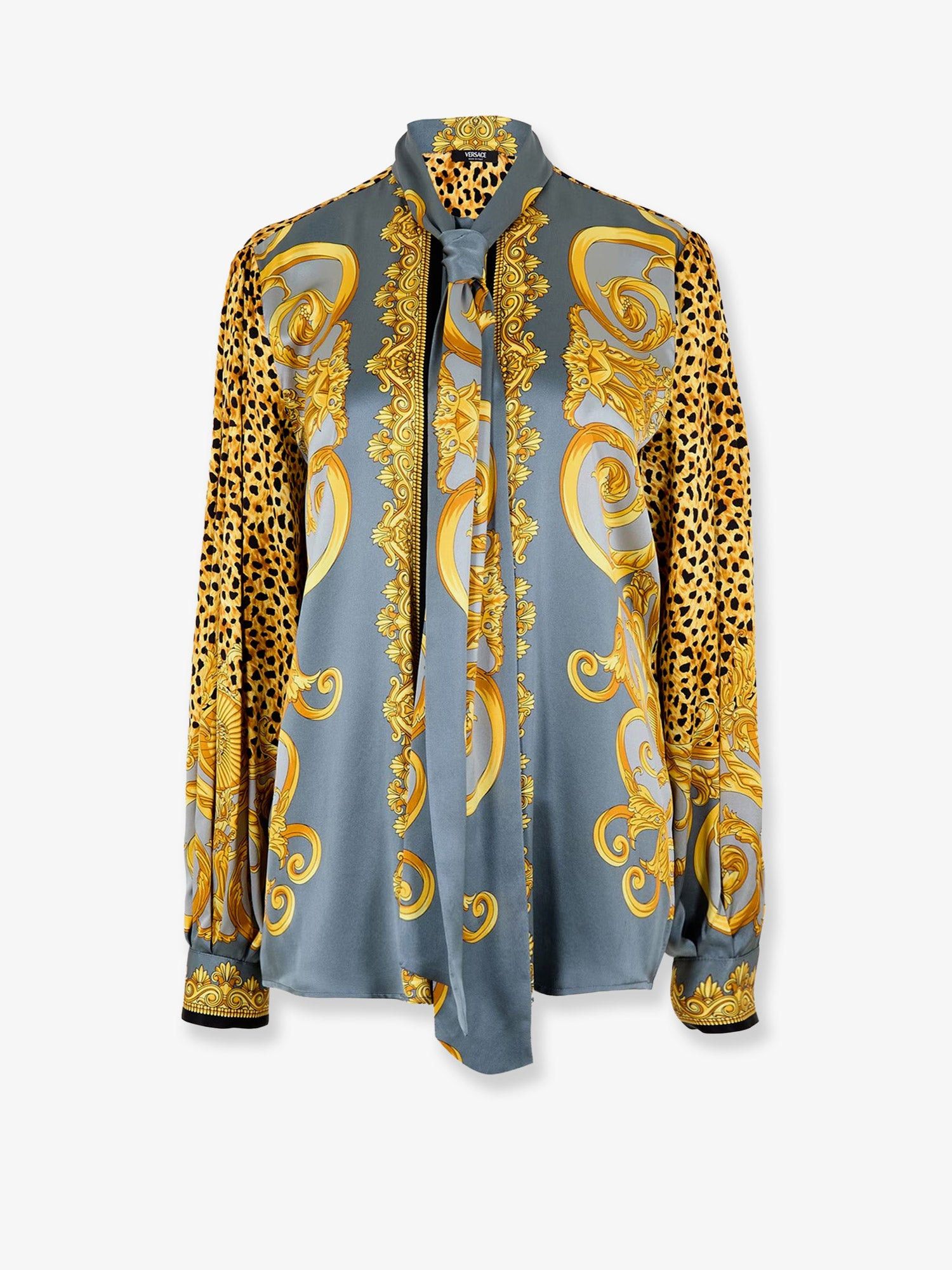 Versace Cheetah Foulard Lavalliere Silk Shirt Size S / US 4 / IT 40 - 1 Thumbnail