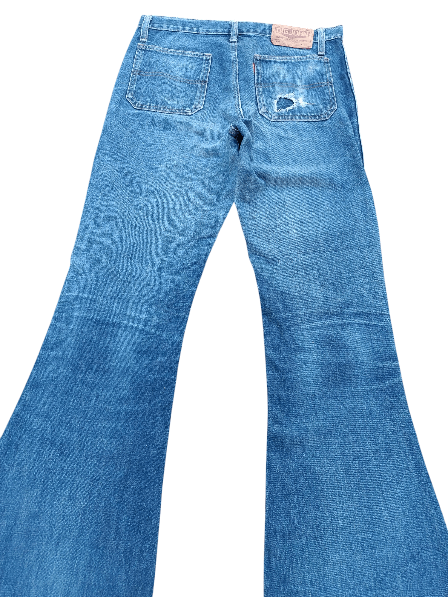 Big John × Levi's × Vintage Vintage 80s Big John Super Flared Stacked Bush Pants Denim Size US 29 - 17 Thumbnail