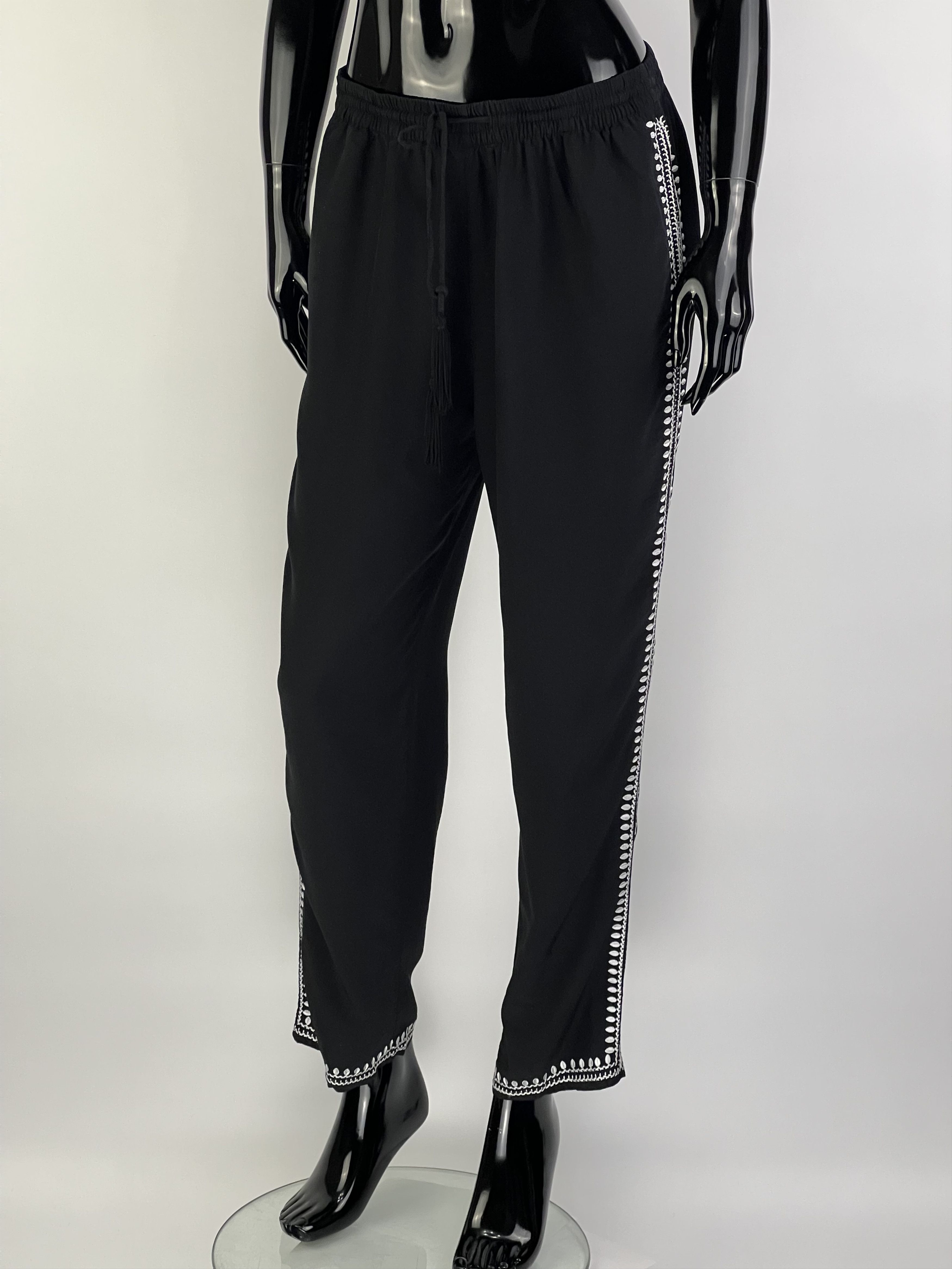 Designer Marie France Van Damme Lace Silk Pants Black Size 2 Size 30" / US 8 / IT 44 - 1 Thumbnail