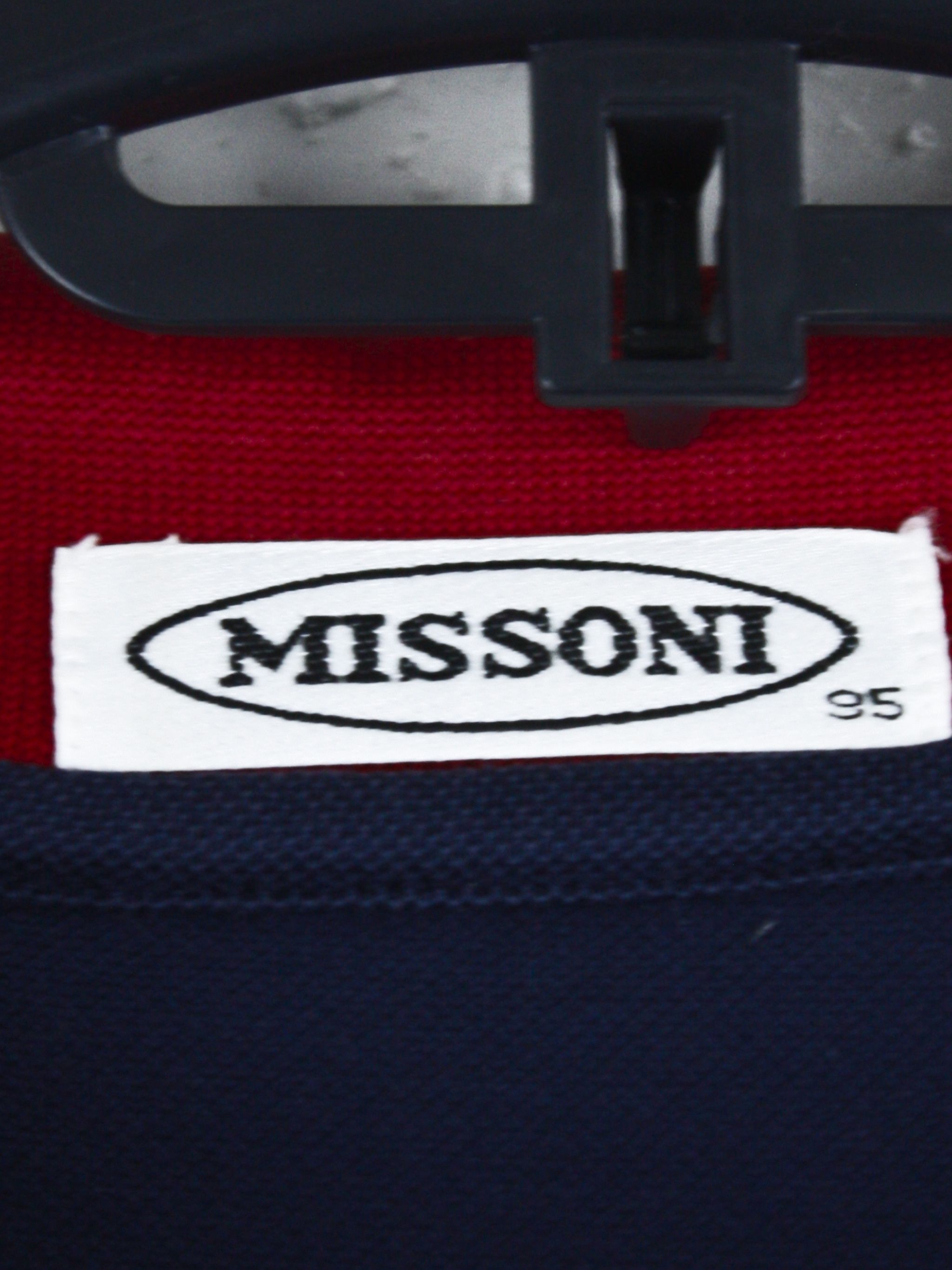 Missoni Missoni Vintage Long Sleeve Navy Polo Shirt with Red Collar Size US M / EU 48-50 / 2 - 6 Thumbnail