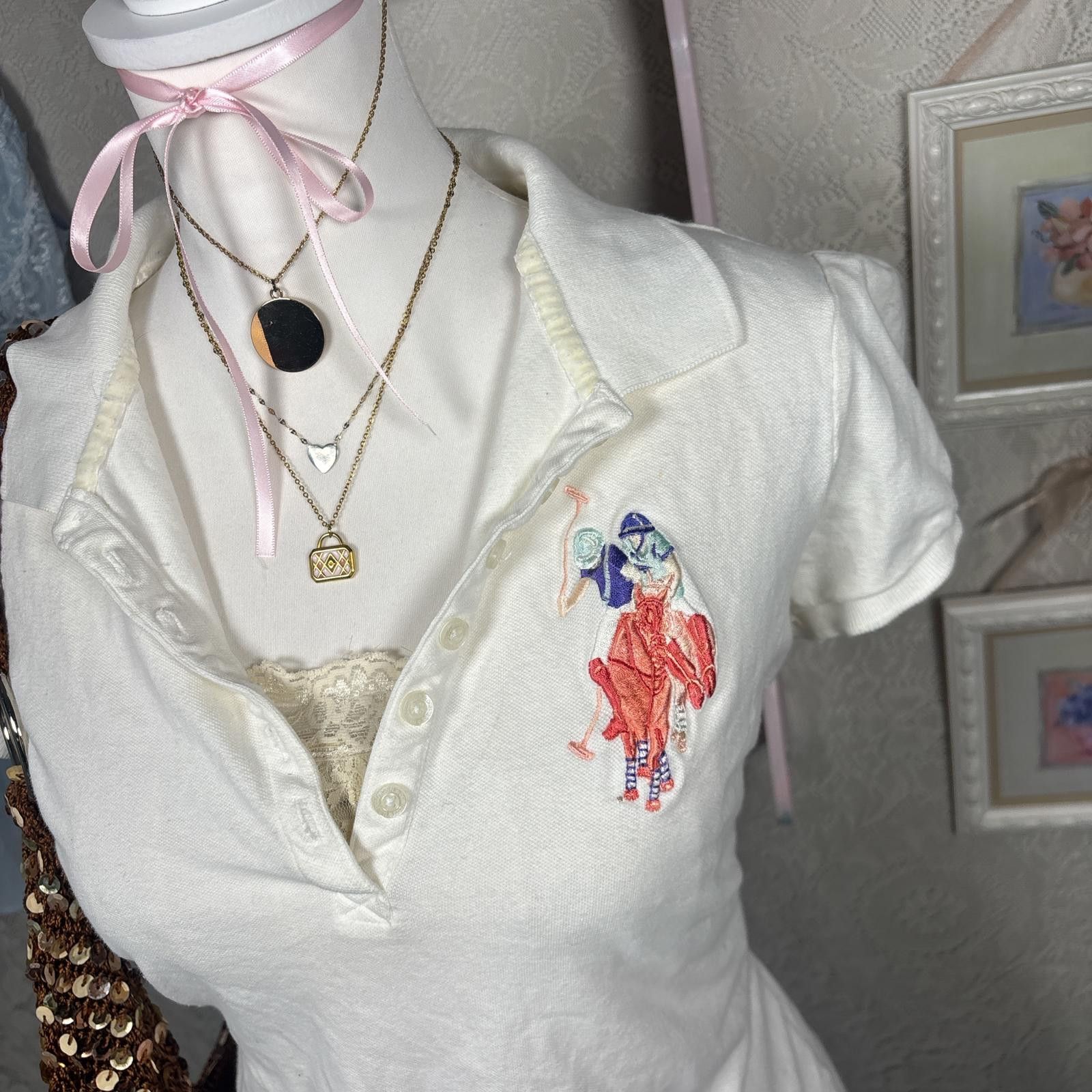 U.S. Polo Assn. vintage polo white ruffle sleeve blouse Size XL / US 12-14 / IT 48-50 - 2 Thumbnail