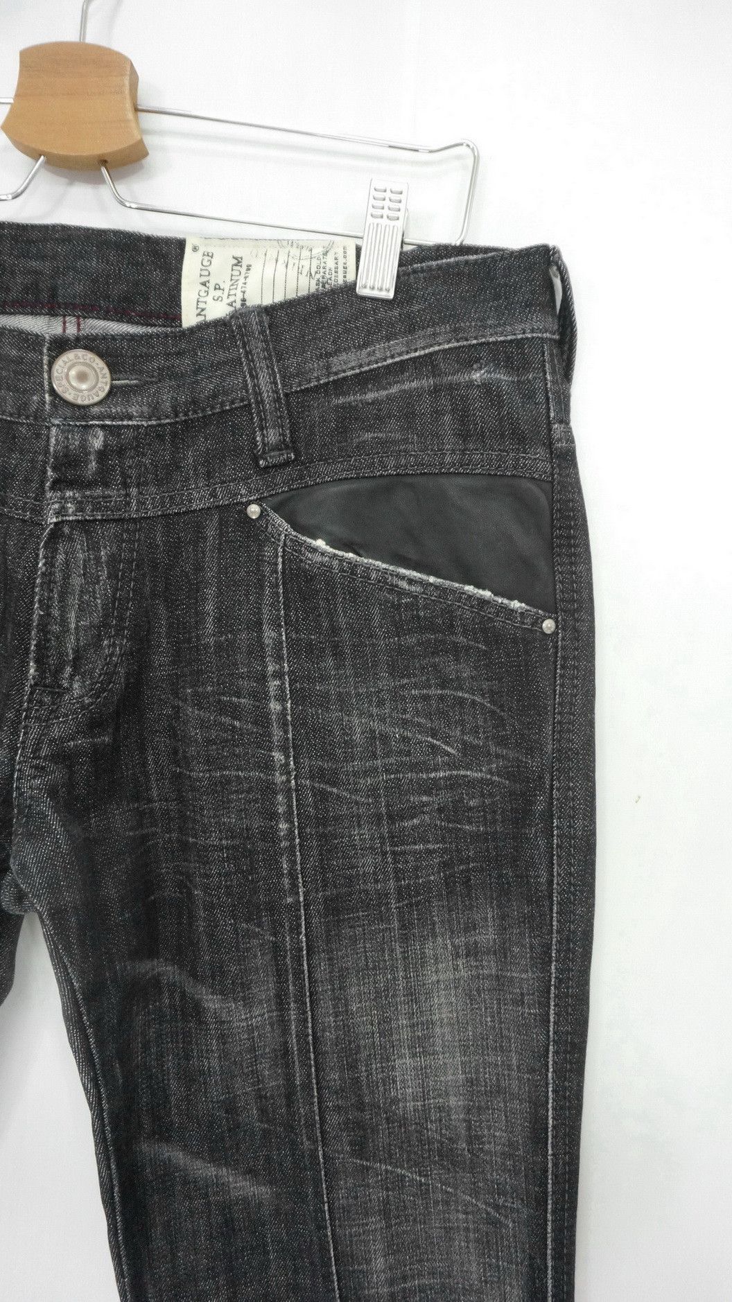 Japanese Brand ANTGAUGE Patchwork Sashiko Lowrise Black Jeans Size US 33 - 4 Thumbnail