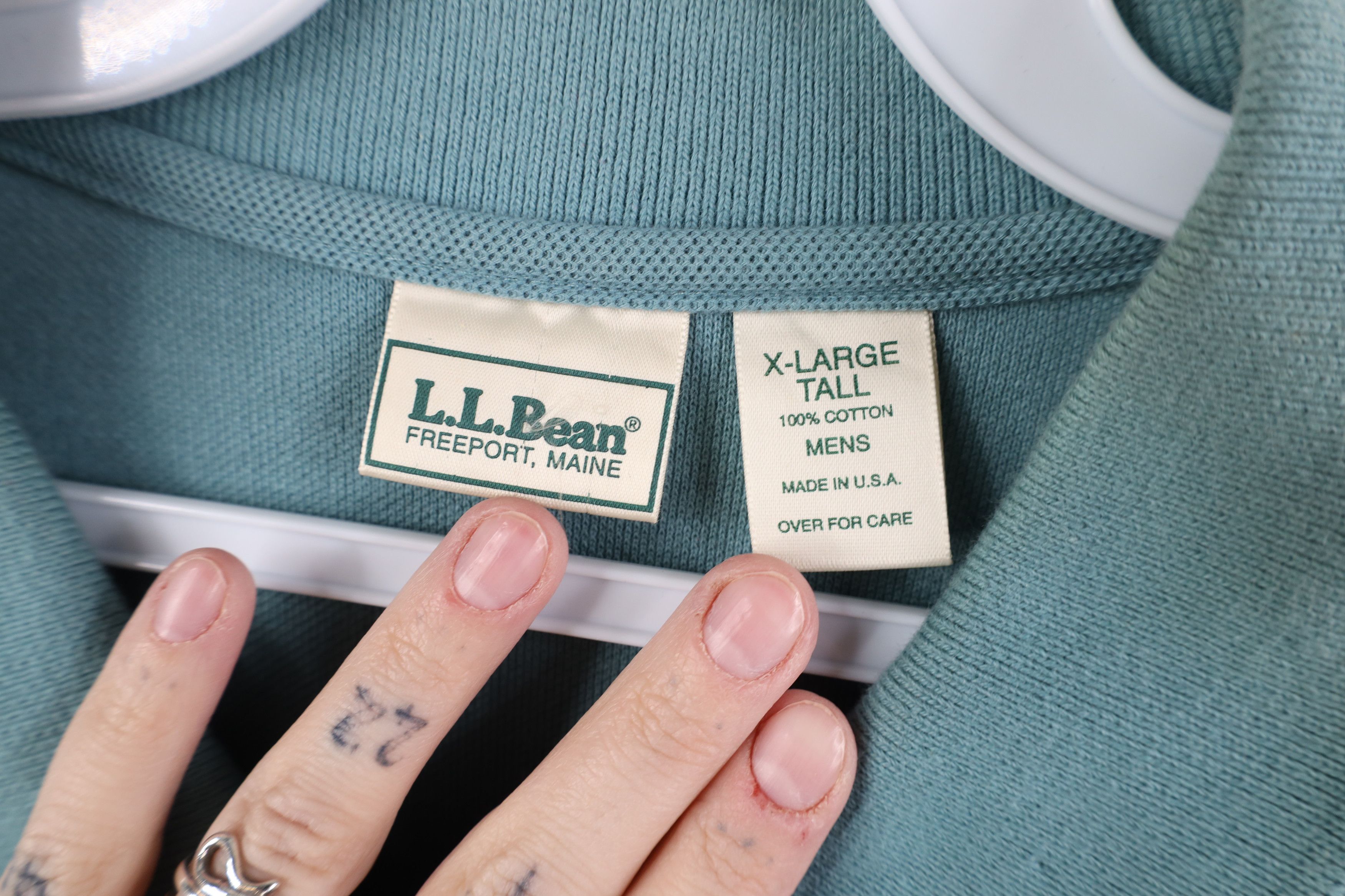 L.L. Bean Vintage 90s LL Bean Thermal Knit Long Sleeve Polo Teal USA Size US XL / EU 56 / 4 - 10 Thumbnail