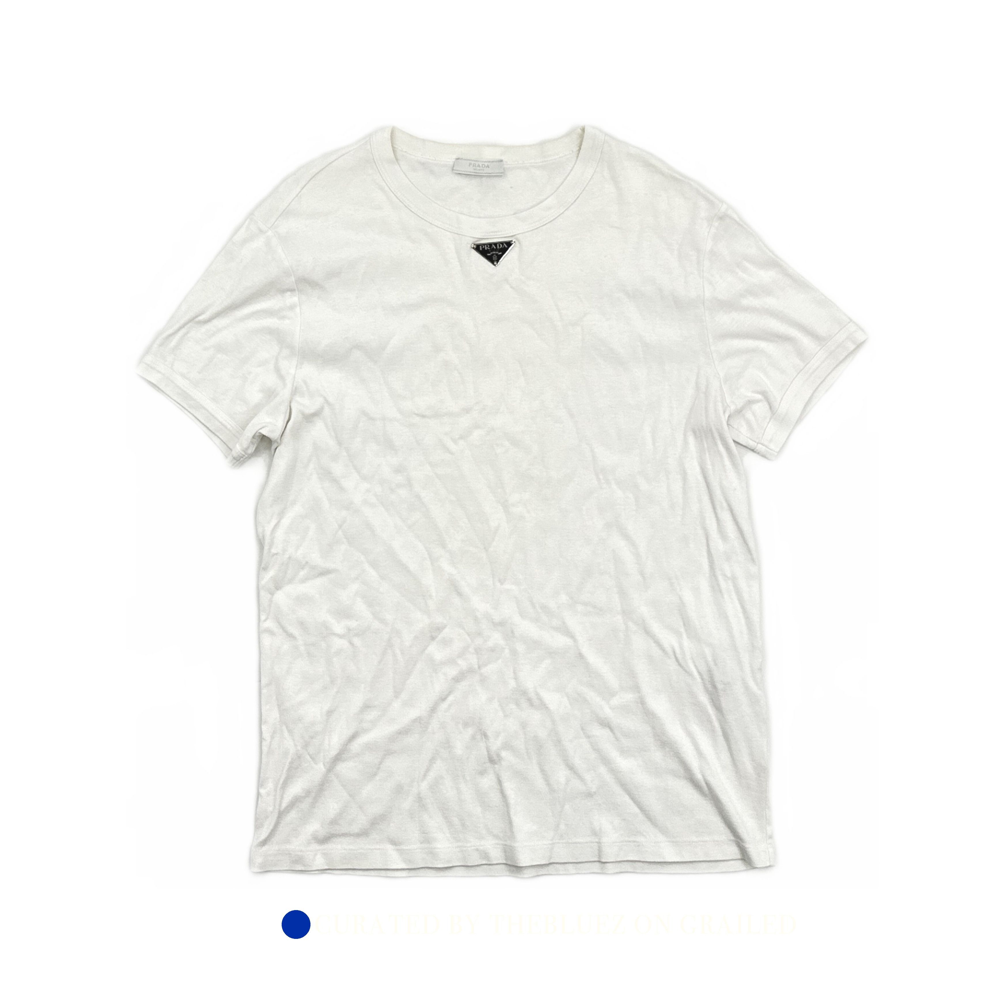Prada Prada Triangle Logo Tee - Size L, White Size US L / EU 52-54 / 3 - 1 Thumbnail