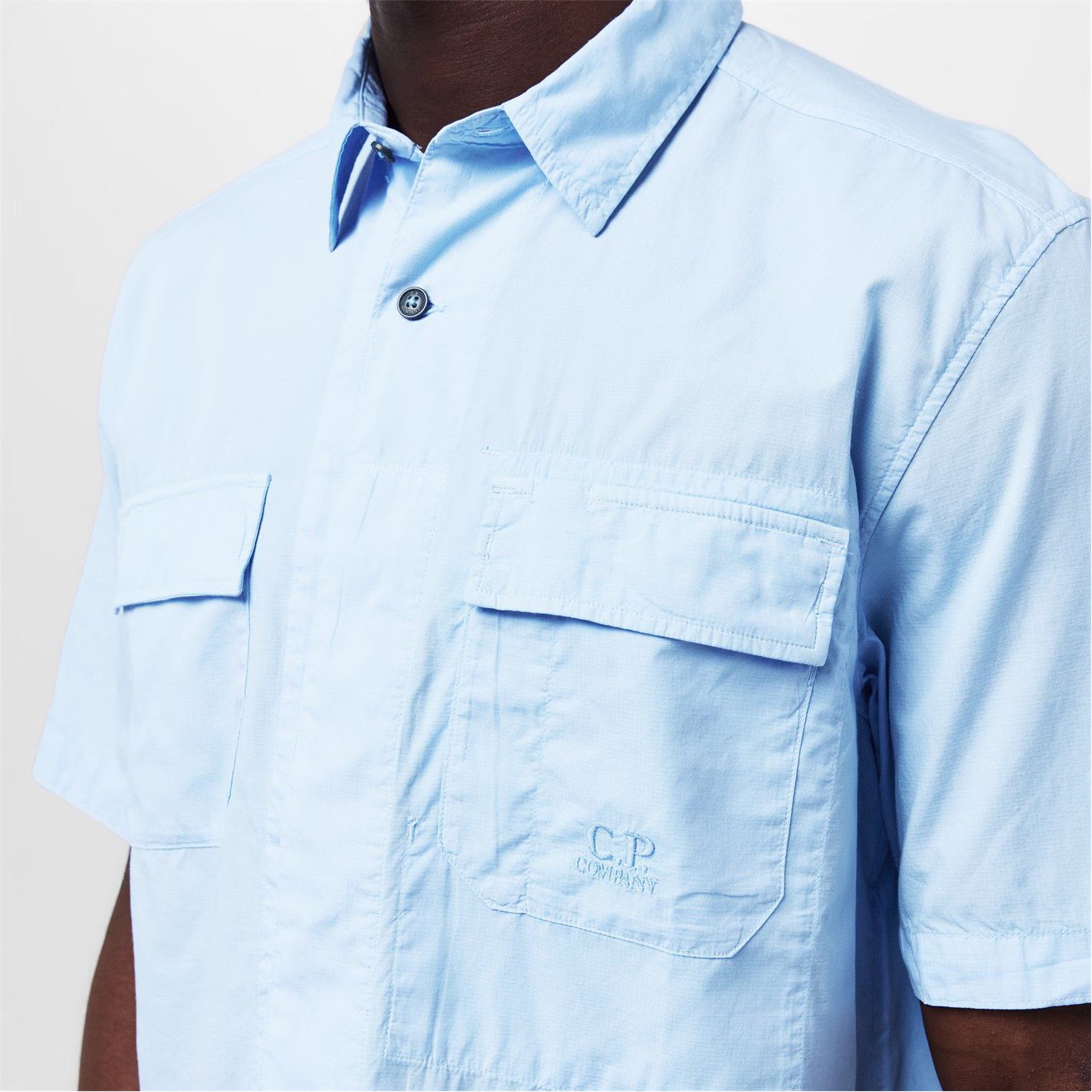 C.P. Company o1g2r1mq0426 Short Sleeve Ripstop Shirt in Blue Size US M / EU 48-50 / 2 - 6 Thumbnail