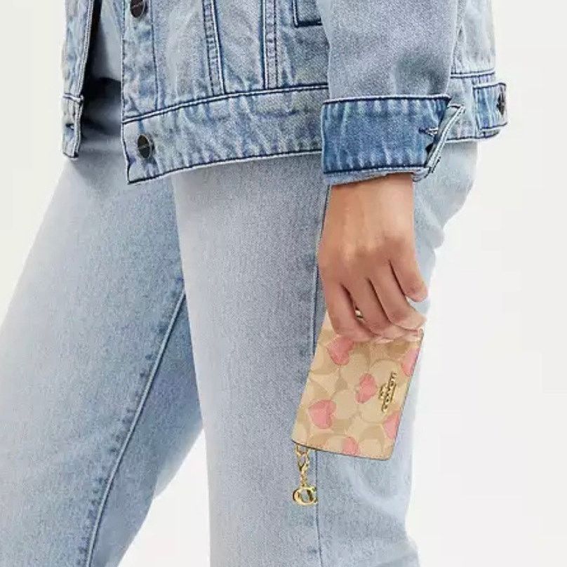 Coach Coach Mini Wallet On A Chain In Signature Canvas Heart Print Size ONE SIZE - 4 Thumbnail