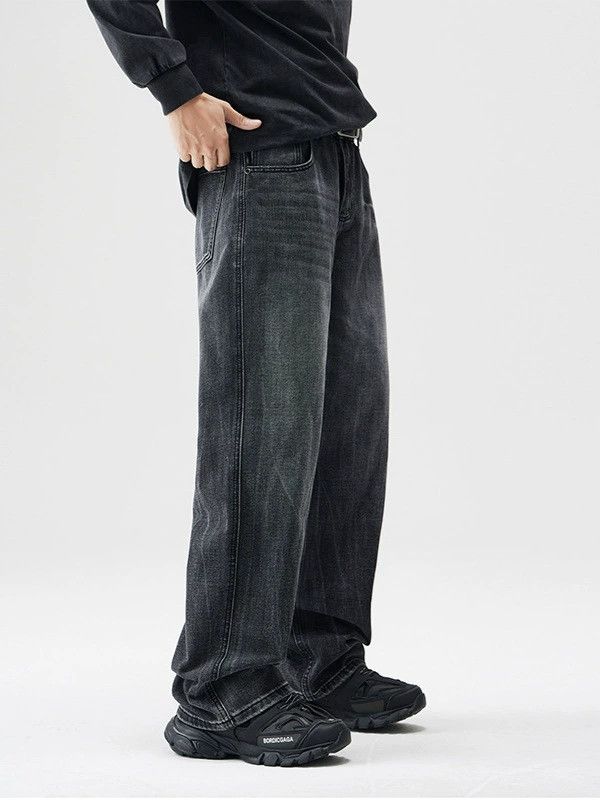 Jean Men's loose straight distressed washed wide-leg jeans Size US 32 / EU 48 - 3 Thumbnail