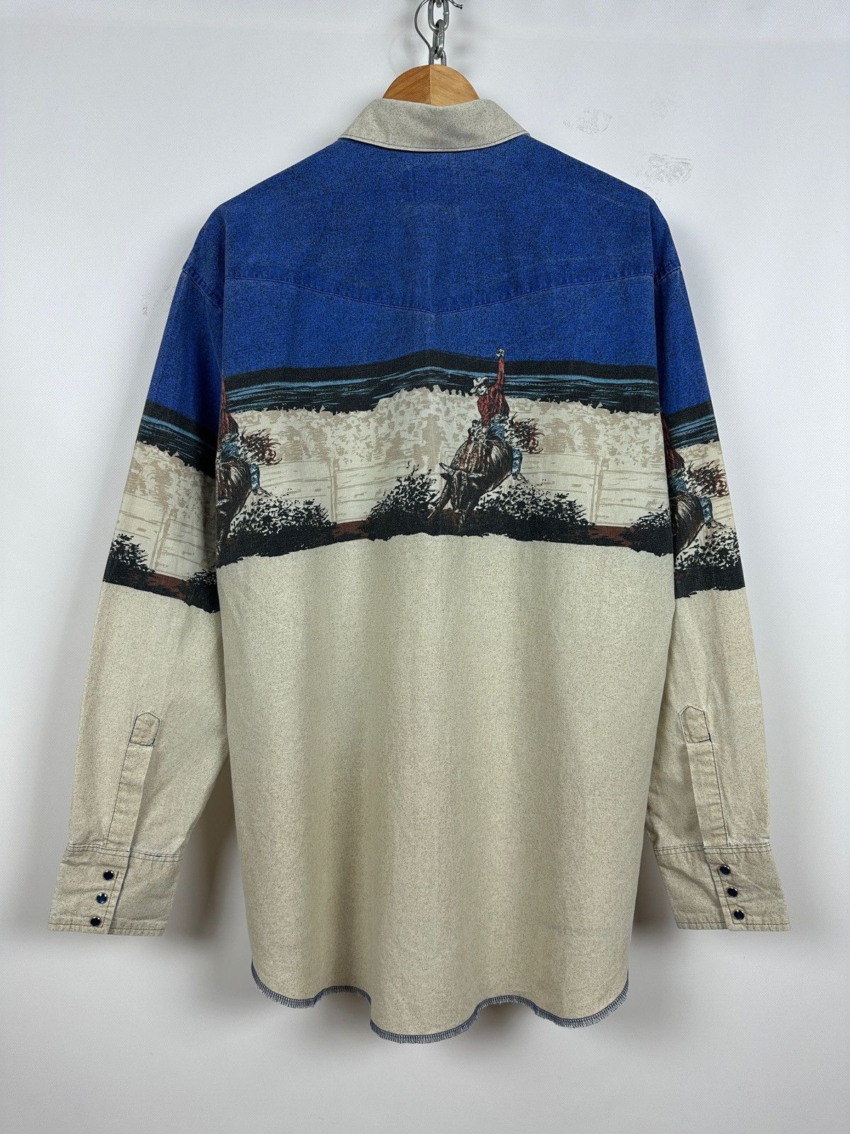 Vintage Vintage Wrangler Western Pearl Snap Horses Rodeo Shirt Size US XL / EU 56 / 4 - 2 Thumbnail