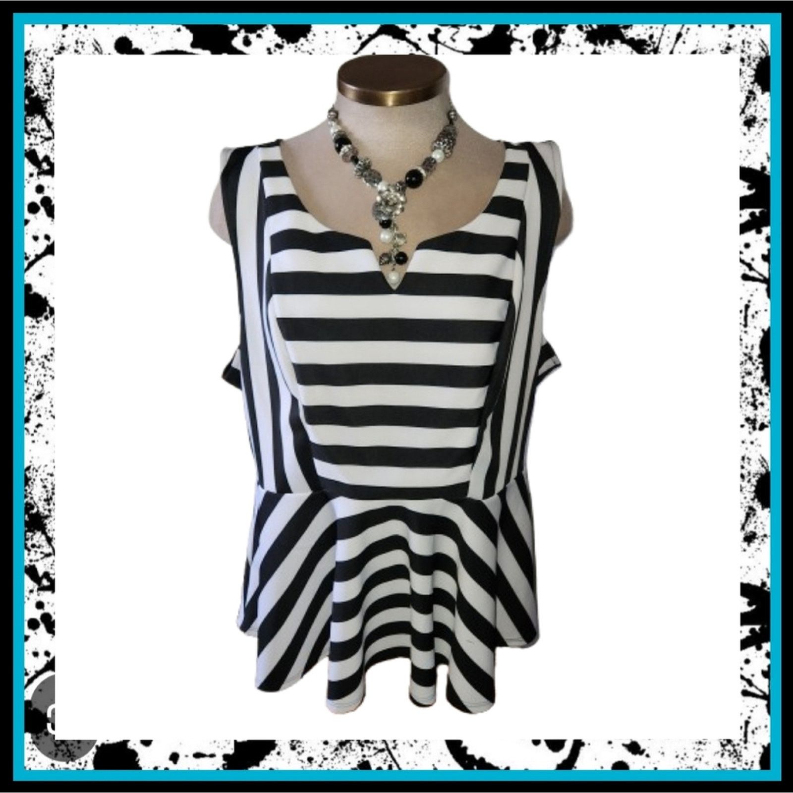 Torrid TORRID ☆ BLACK & WHITE STRIPED ☆ PEPLUM TOP ☆ 4x ☆ NWT Size 4XL / US 24-26 - 1 Thumbnail