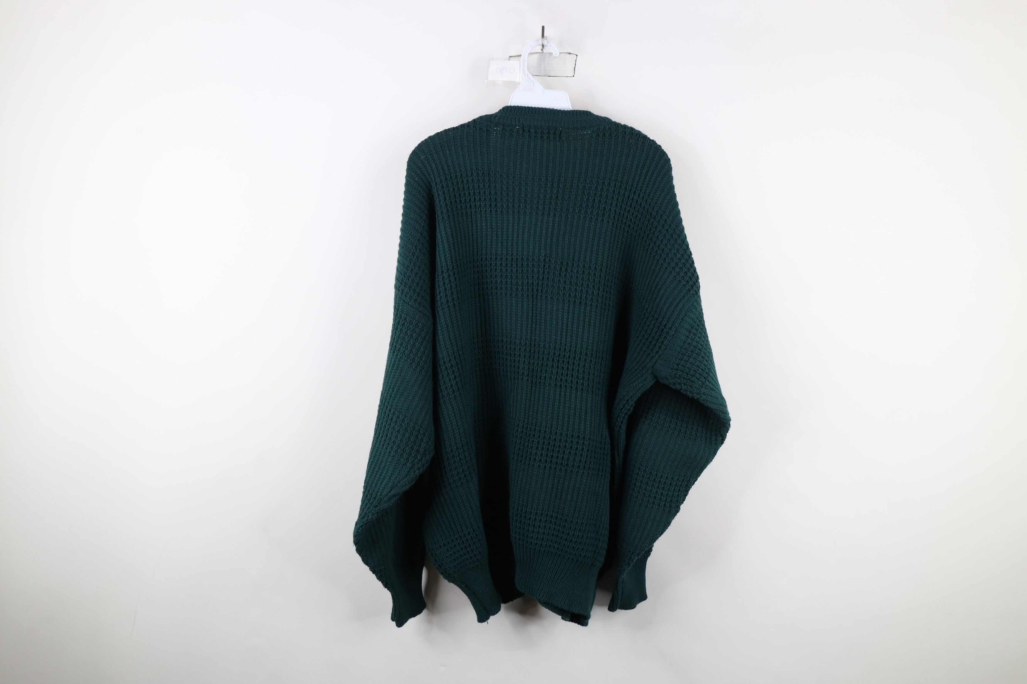 Vintage Vintage 90s Streetwear Ribbed Knit Cardigan Sweater Green Size US XL / EU 56 / 4 - 8 Thumbnail