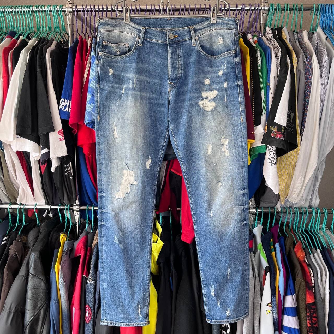 True Religion True Religion Rocco Relaxed Skinny Distessed Denim Pants Size US 36 / EU 52 - 2 Thumbnail