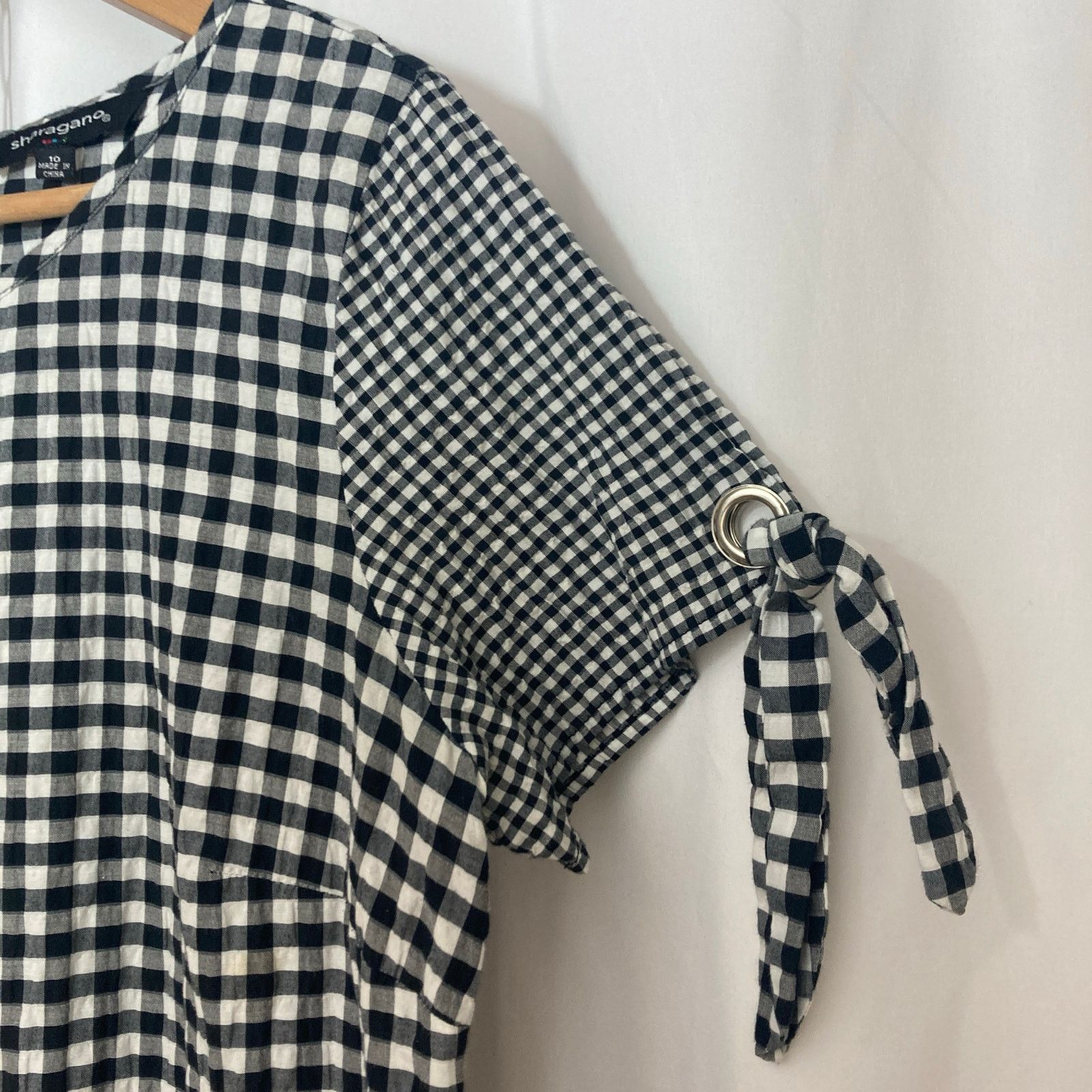 Other Sharagano Gingham Plaid Black White Sheath Fall Dress Size L / US 10 / IT 46 - 2 Thumbnail