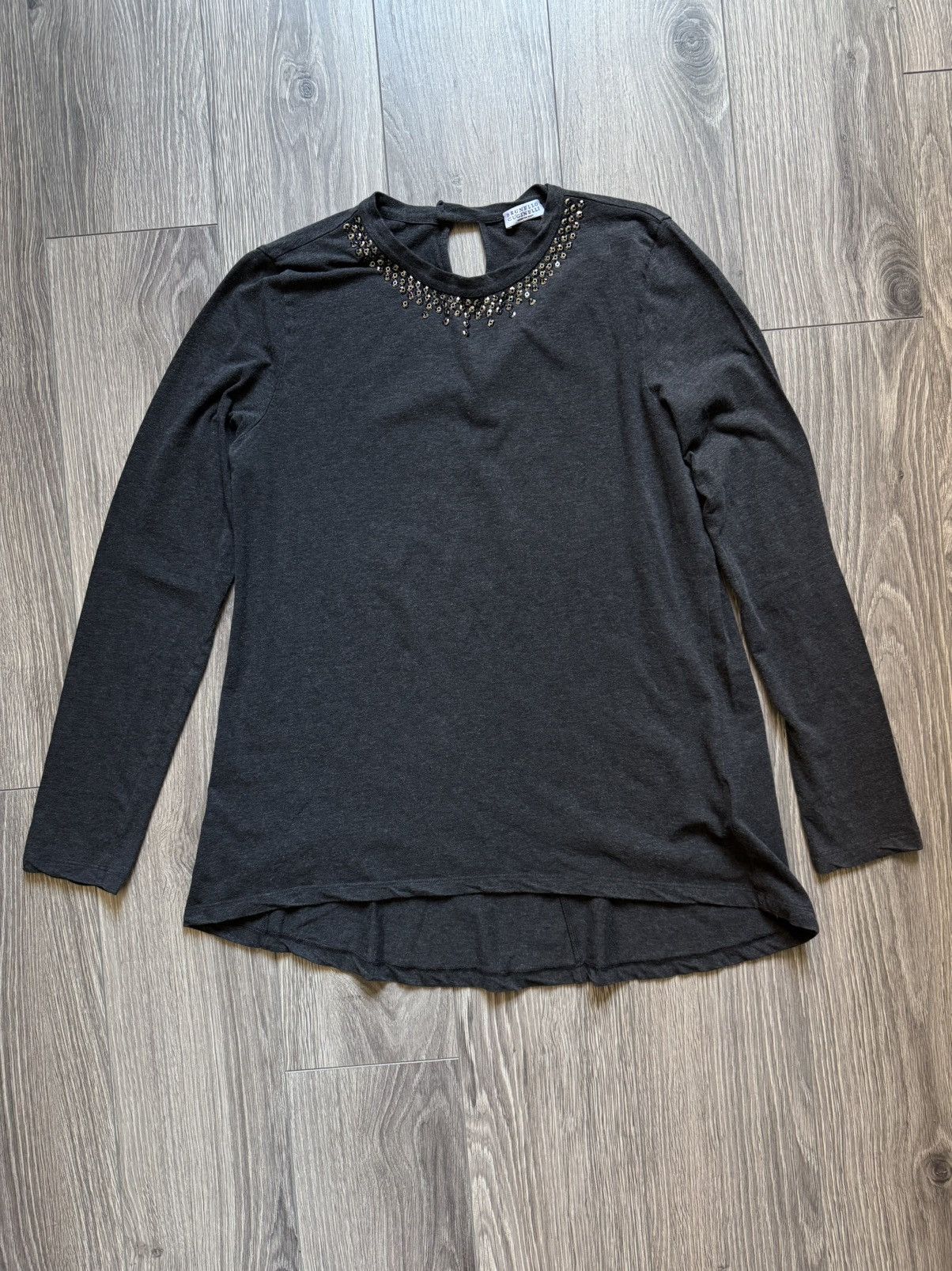 Brunello Cucinelli Brunello Cucinelli Gray Tunic Tee Xl with Swarovski Elements Size XL / US 12-14 / IT 48-50 - 2 Thumbnail