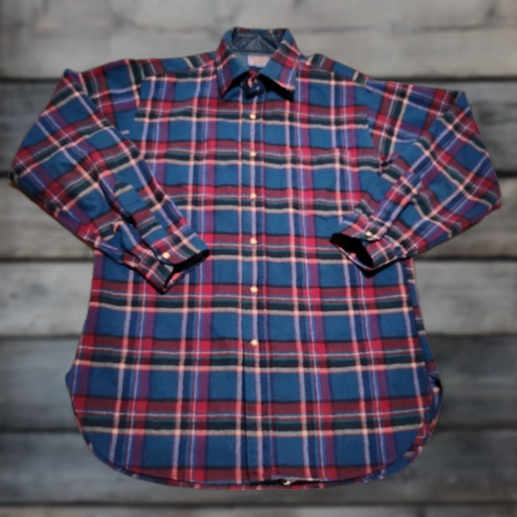 Pendleton VINTAGE Pendleton Wool Flannel Fireside Shirt Mens M Blue Plaid 60s 70s USA Made Authentic 70s Theme Mens Size US M / EU 48-50 / 2 - 1 Thumbnail