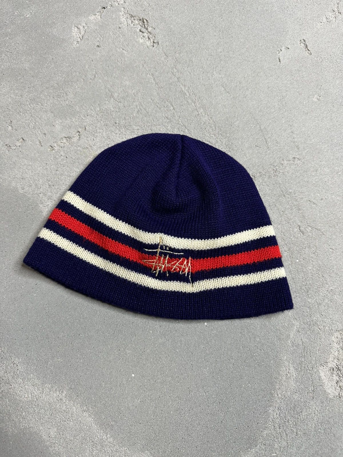 90sレア Stussy ポンポン付きニット帽 紺タグ