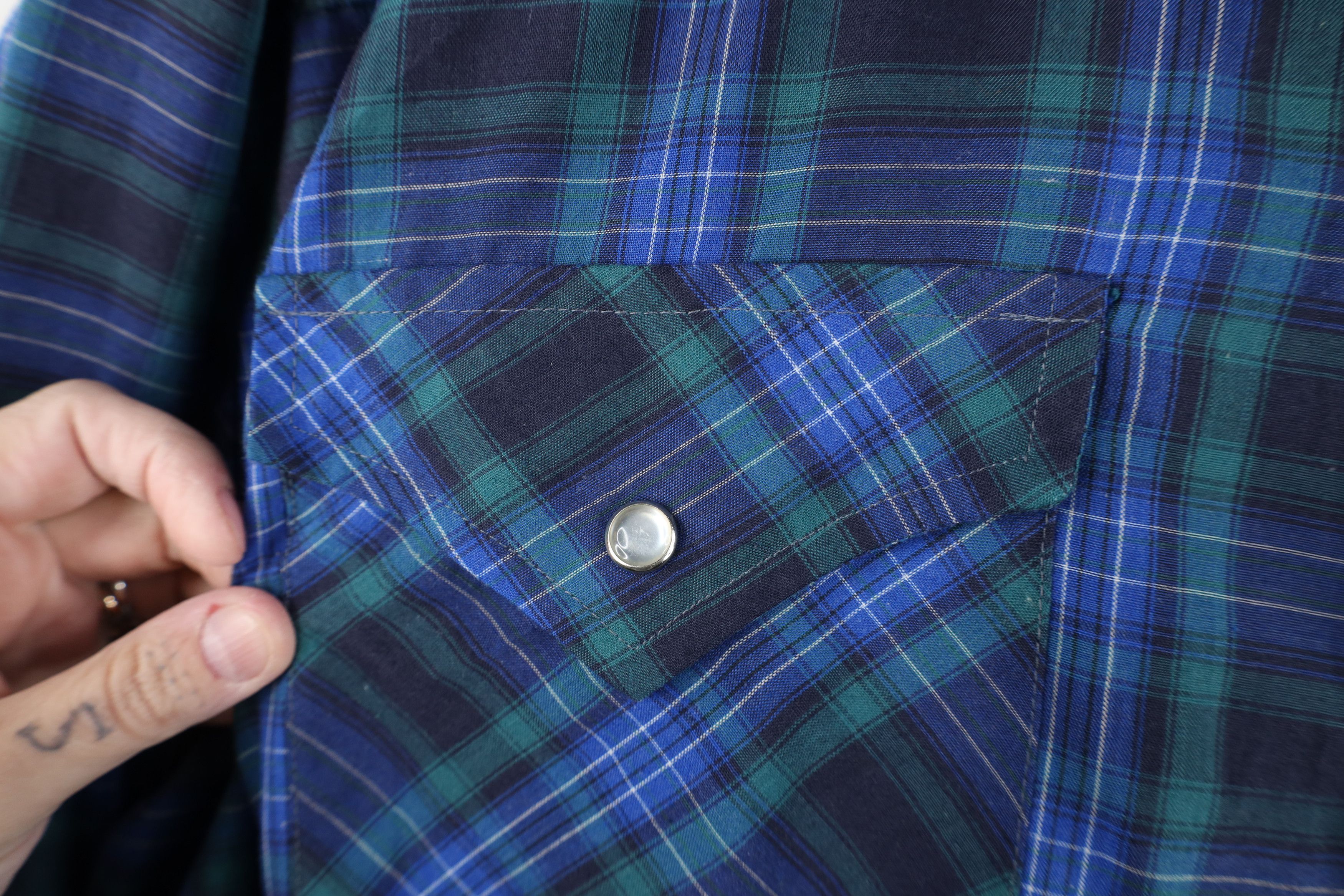 Vintage Vintage 90s Streetwear Rodeo Cowboy Snap Button Shirt Plaid Size US XL / EU 56 / 4 - 7 Thumbnail