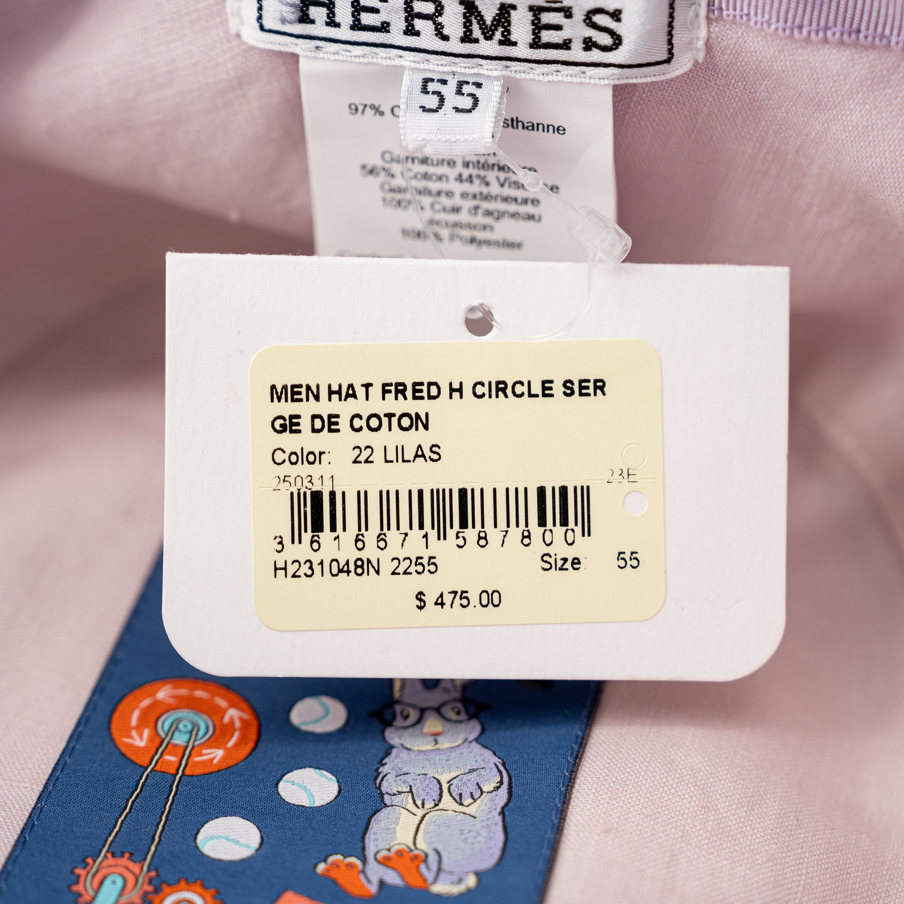 Hermes Hermes Fred H Circle Bucket Hat Twill Lambskin 55 Lilas Size ONE SIZE - 7 Thumbnail