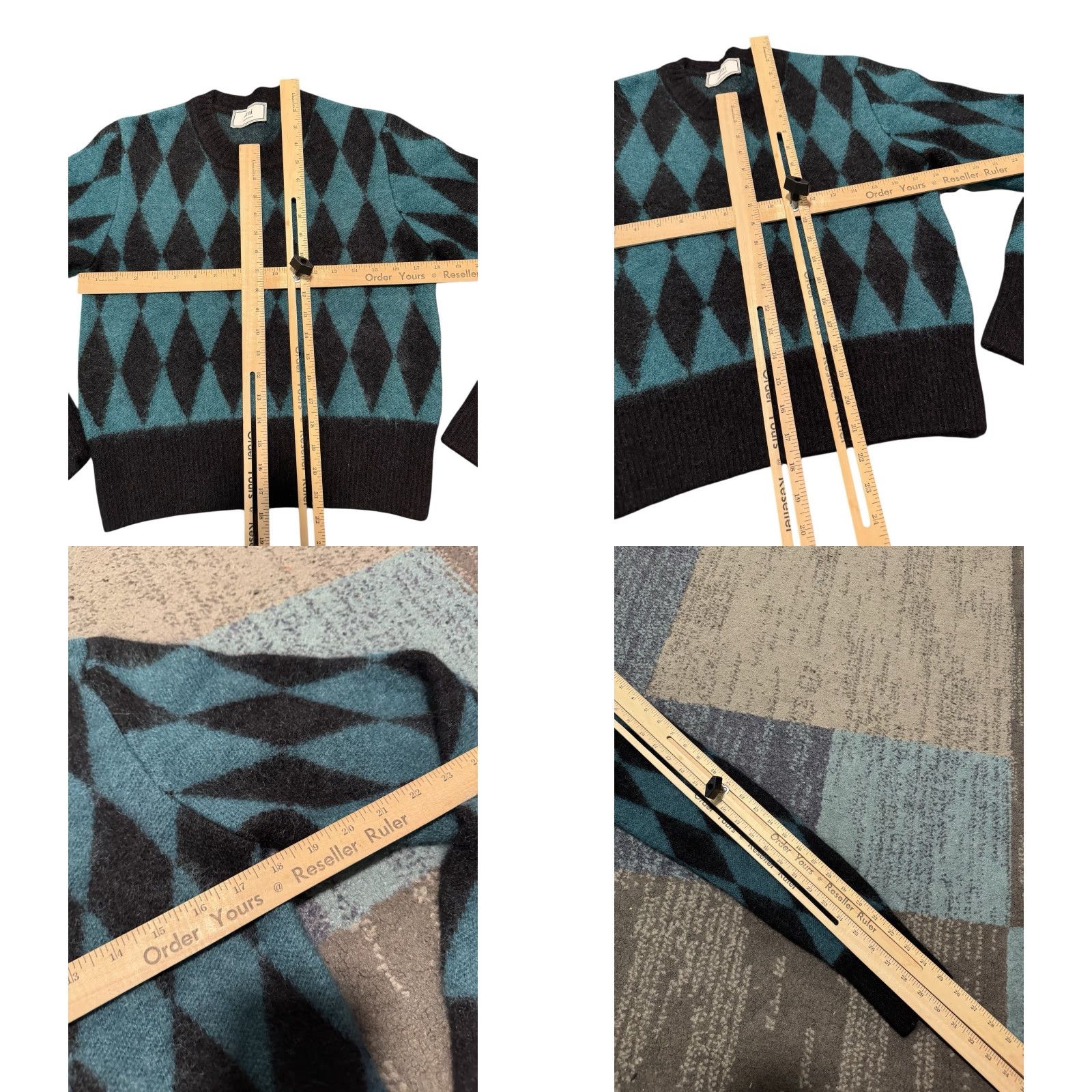 Vintage AMI Paris Alexandre Mattiussi Jumper M Teal Black Diamond Print Mohair Blend Womens Size M / US 6-8 / IT 42-44 - 10 Thumbnail