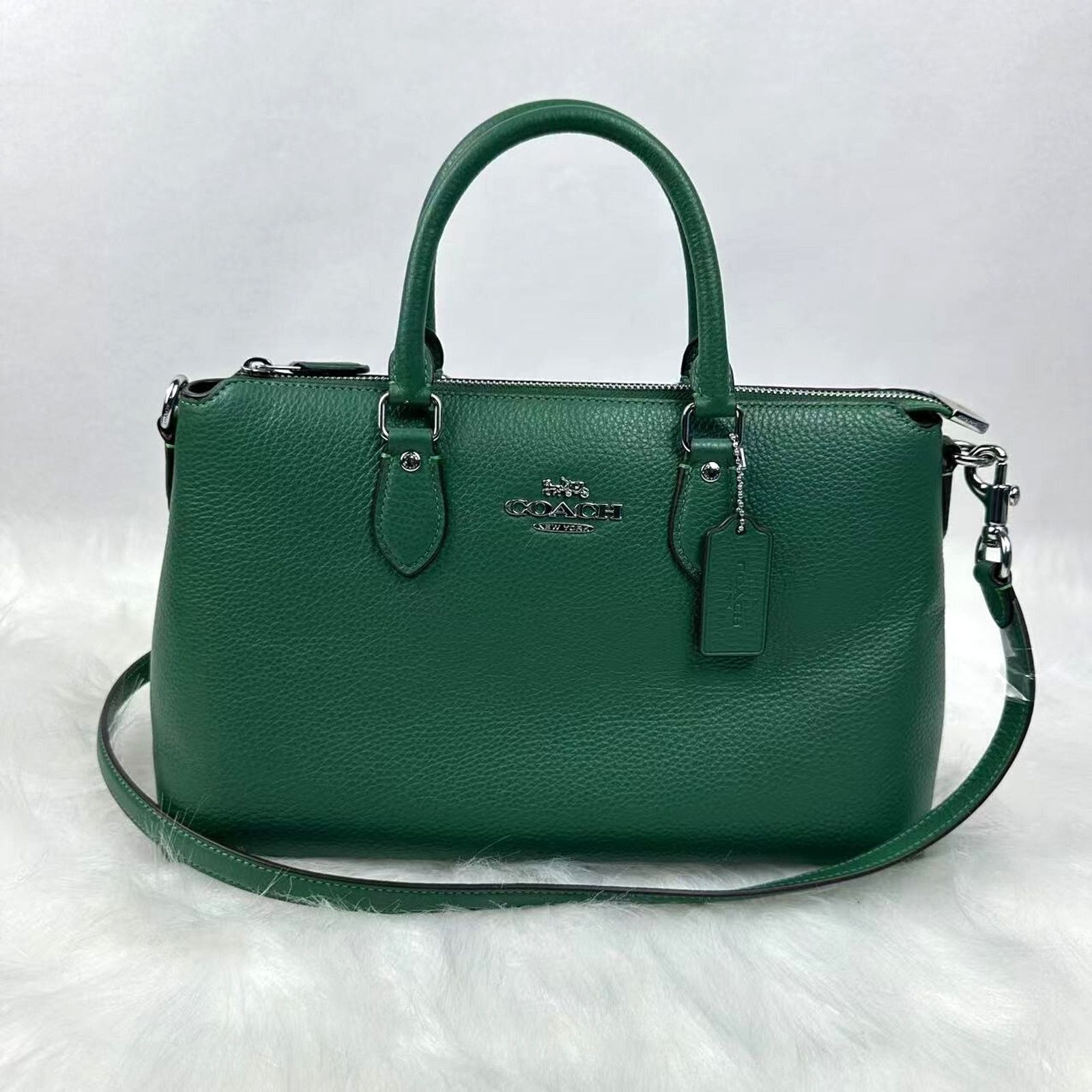 Coach Georgia Satchel Crossbody Bag Leather Shamrock Green, Women's