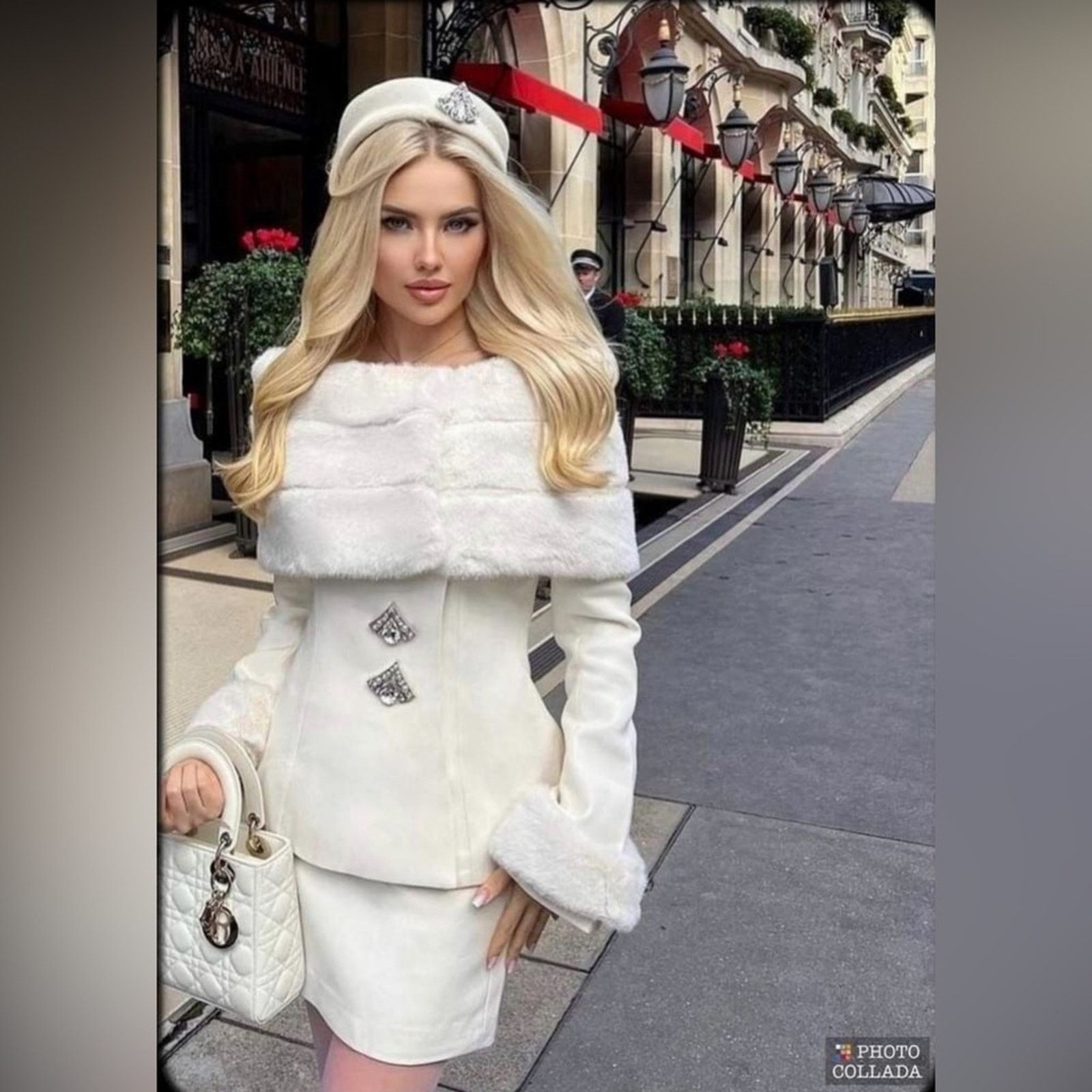 Other Old Money Jessica Bara White Faux Fur Jacket & Skirt size S Size XS / US 0-2 / IT 36-38 - 1 Thumbnail
