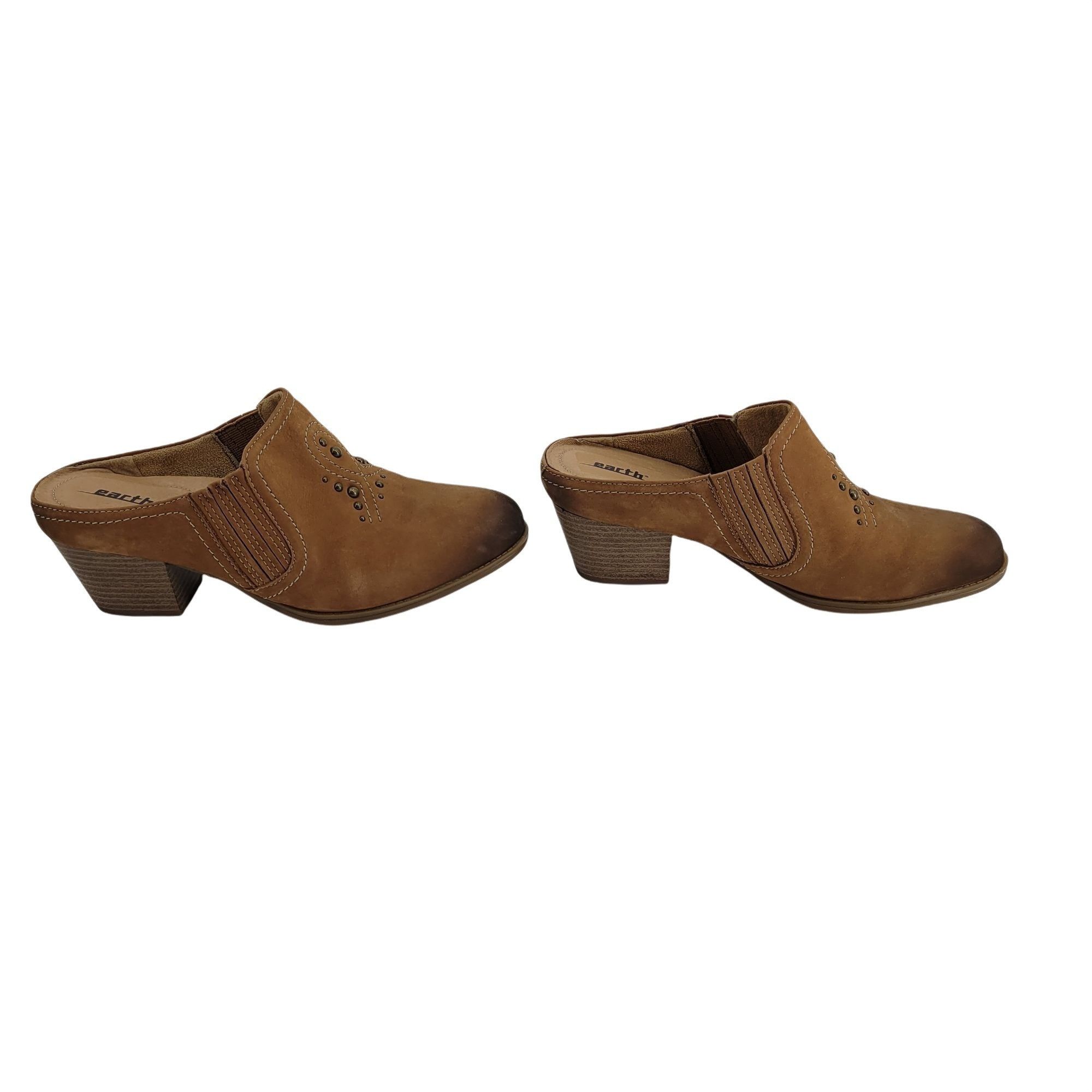 Other Earth Mendon Wide Leather Mules Sz 9D Brown Country Aged Dis Size US 9 / IT 39 - 4 Thumbnail