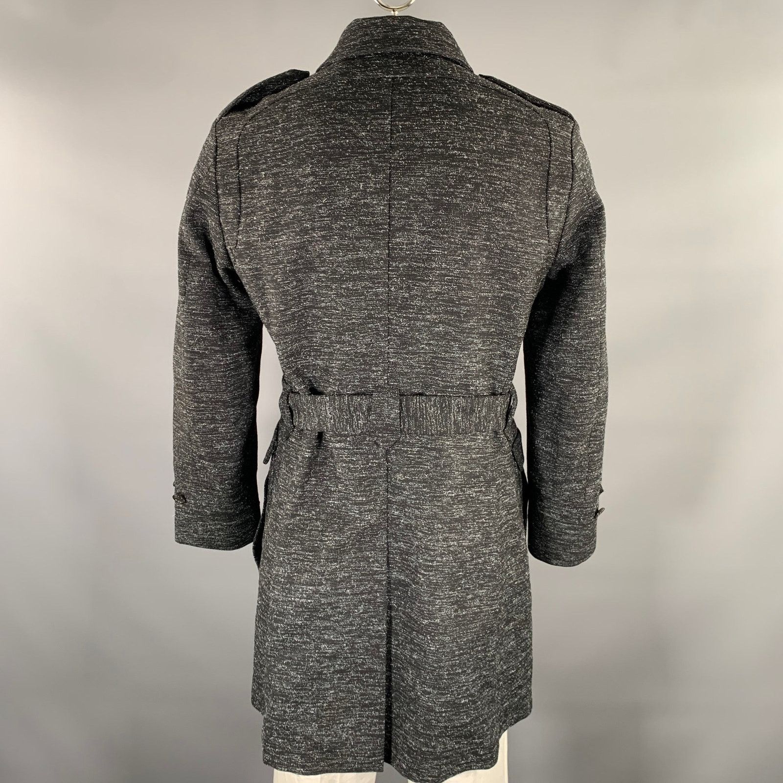 Ports 1961 PORTS 1961 Black White Heather Wool Blend Belted Coat Size US L / EU 52-54 / 3 - 4 Thumbnail