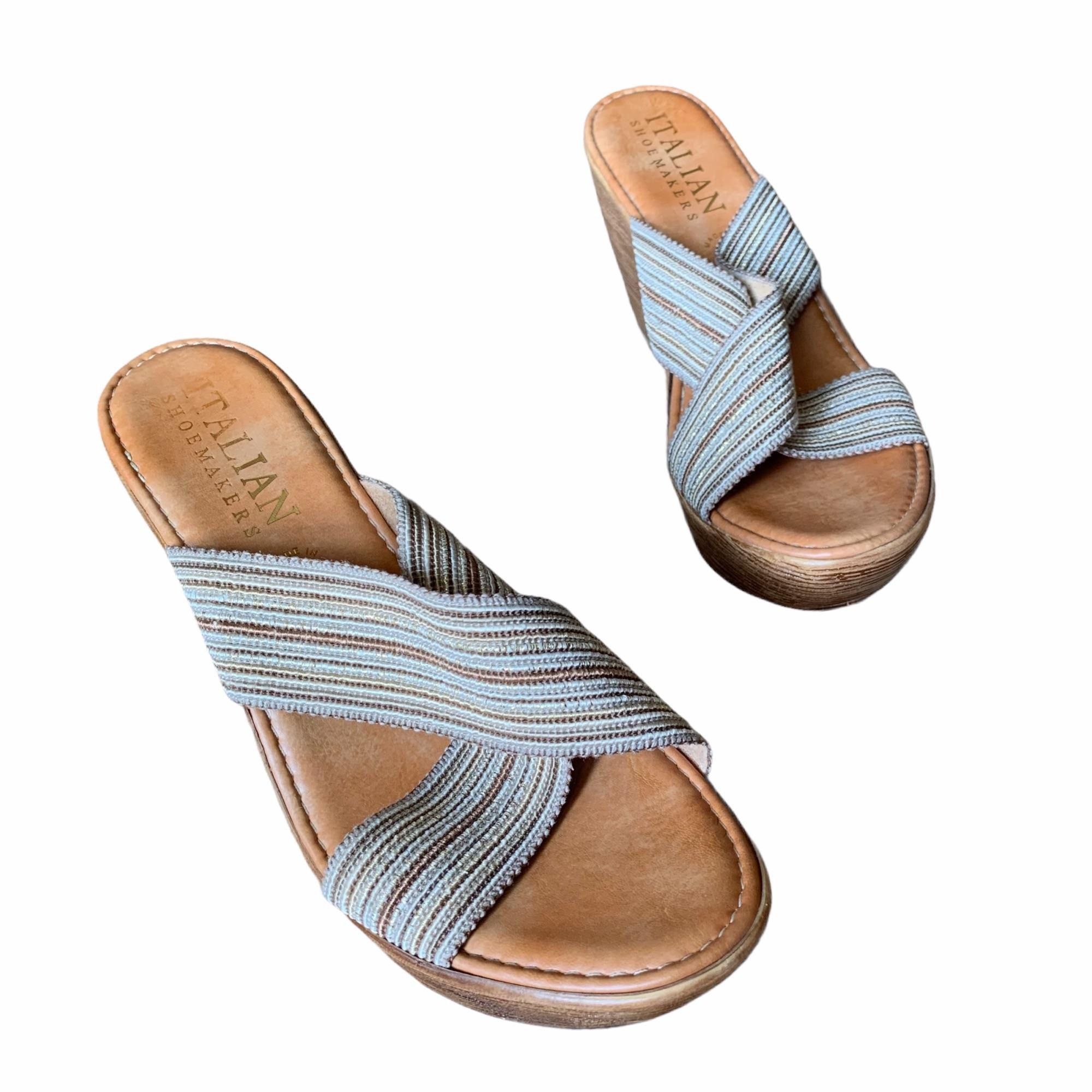 Other Italian Shoemakers Metallic Weave Earthy Boho Wedge Sandals Size US 9 / IT 39 - 1 Thumbnail