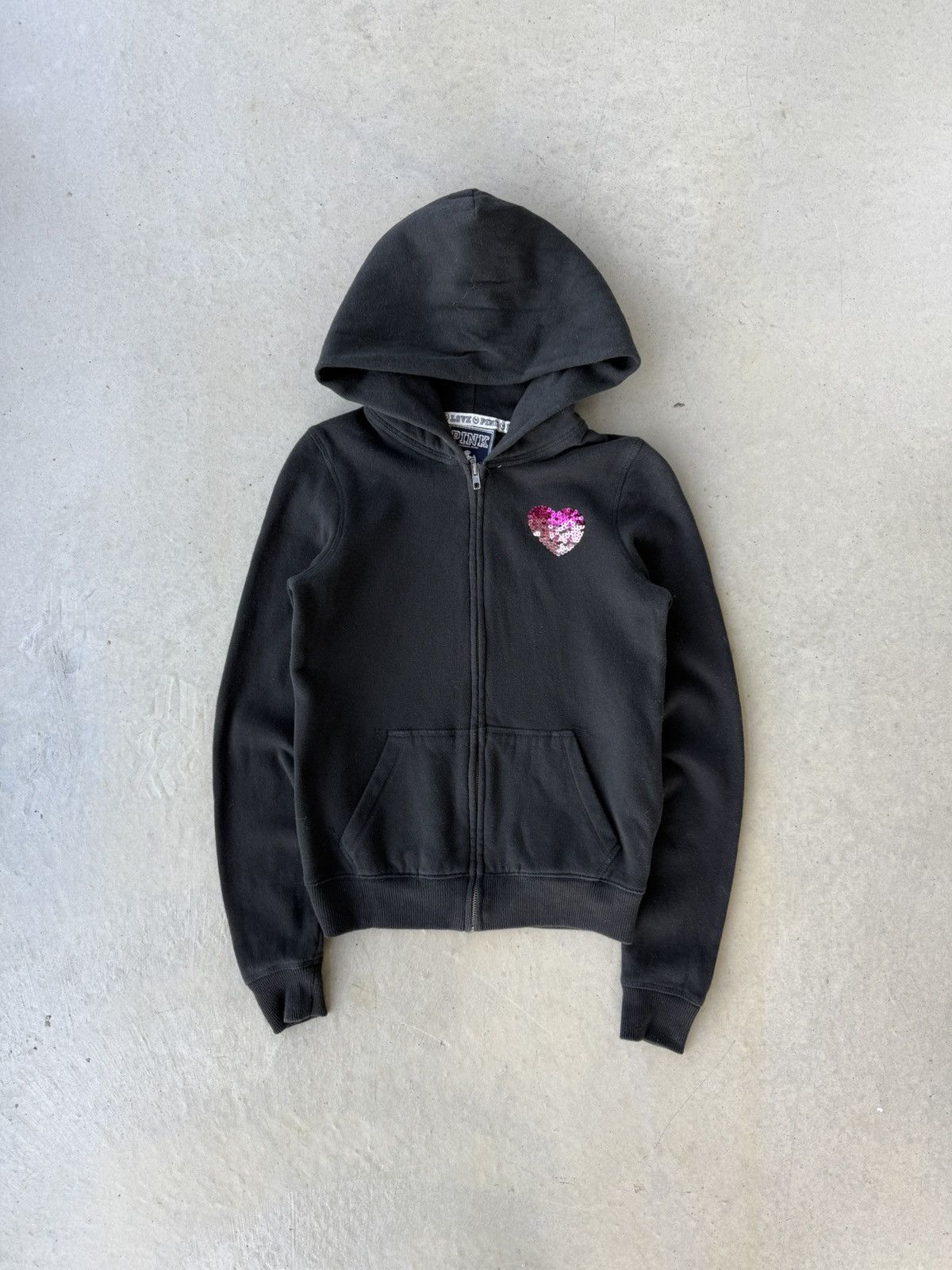Victoria's Secret Vintage 00s Black Victorias Secret Pink Zip Up Hoodie Size XS / US 0-2 / IT 36-38 - 2 Thumbnail