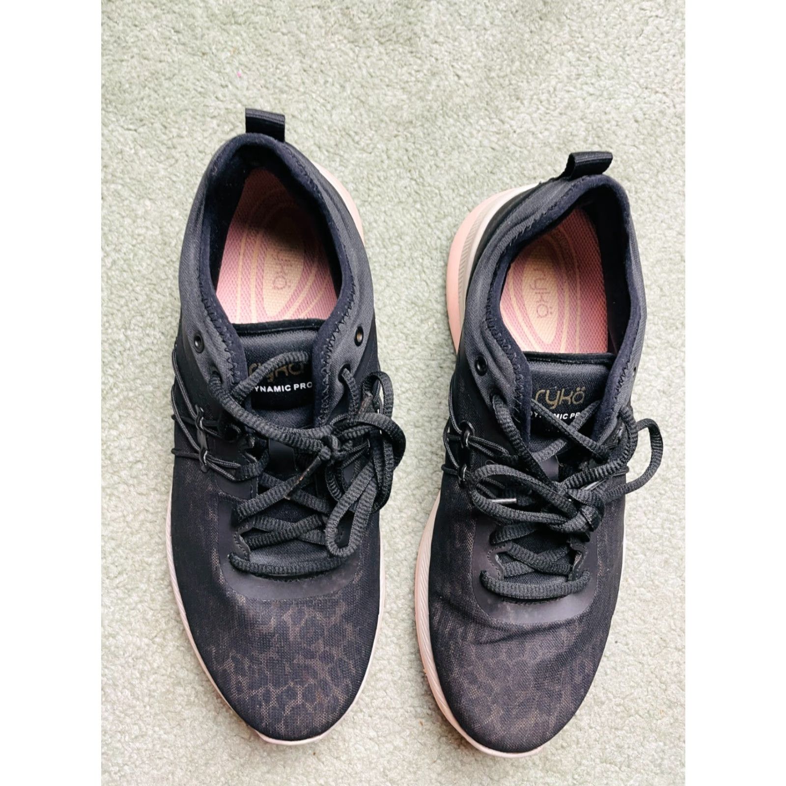 Vintage Ryka Shoes, Women's Size 8M, Black Pink Leopard, Dynamic PRO, Lace Up, Sneaker, Athletic, Female, 8M, Leopard, Pink, Dynamic PRO, Ryka, Shoes Size US 8 / IT 38 - 2 Thumbnail