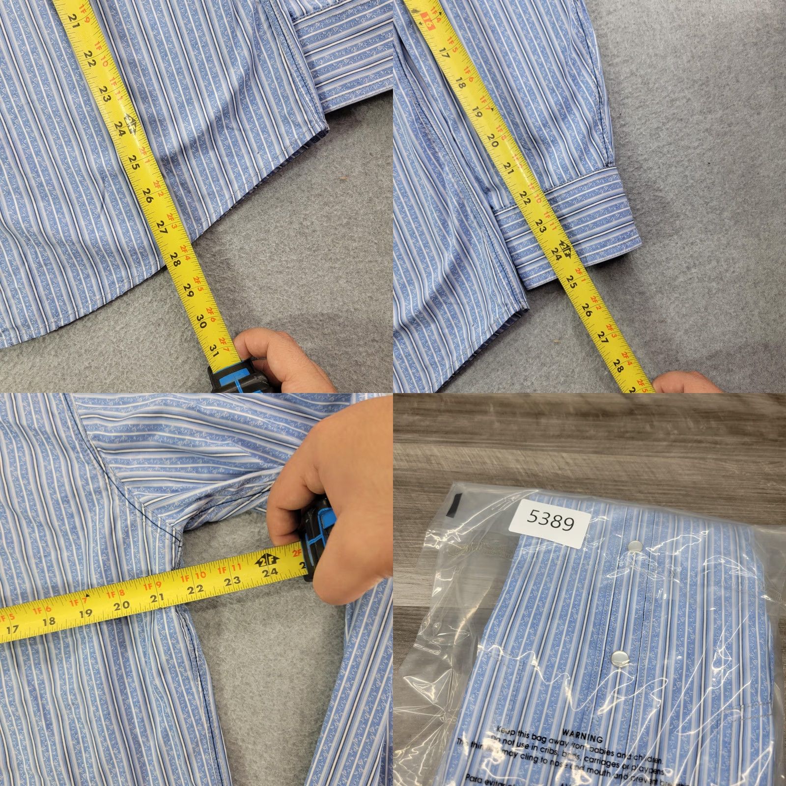 Vintage Age Of Wisdom Shirt Mens L Blue Striped Long Sleeve Snap Front Western Casual Size US L / EU 52-54 / 3 - 8 Thumbnail