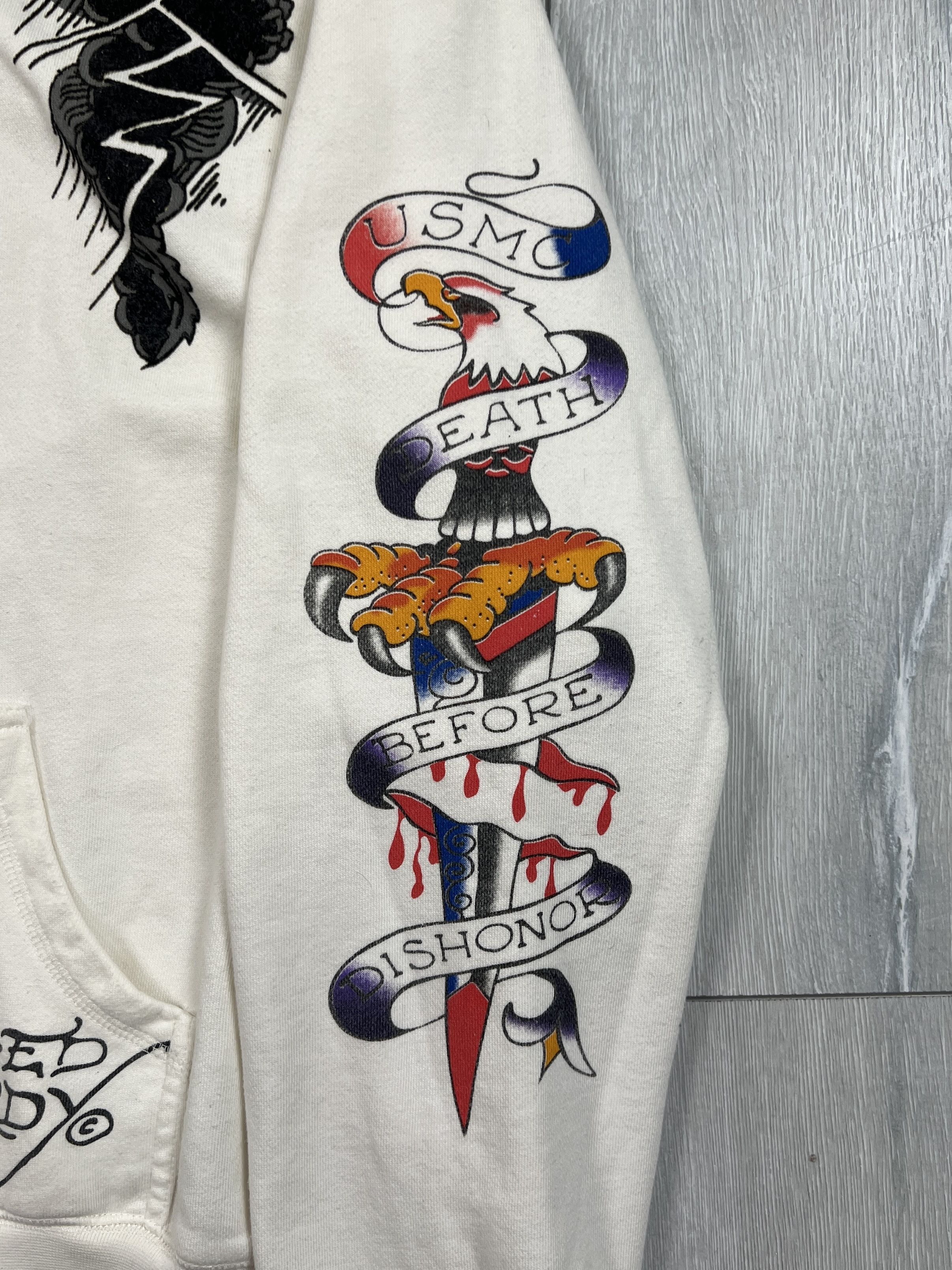 Ed Hardy Ed Hardy Made in USA Tattoo Printed Zip Sweatshirt Size US XL / EU 56 / 4 - 4 Thumbnail