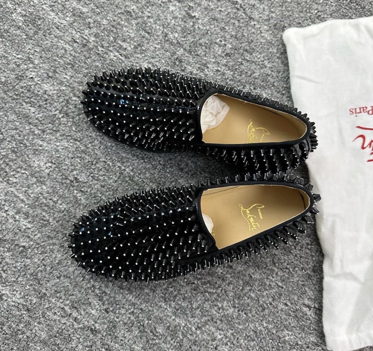 Christian Louboutin Christian Louboutin Black Studded Crystal Slip-Ons K12 Size US 6.5 / EU 39-40 - 1 Thumbnail