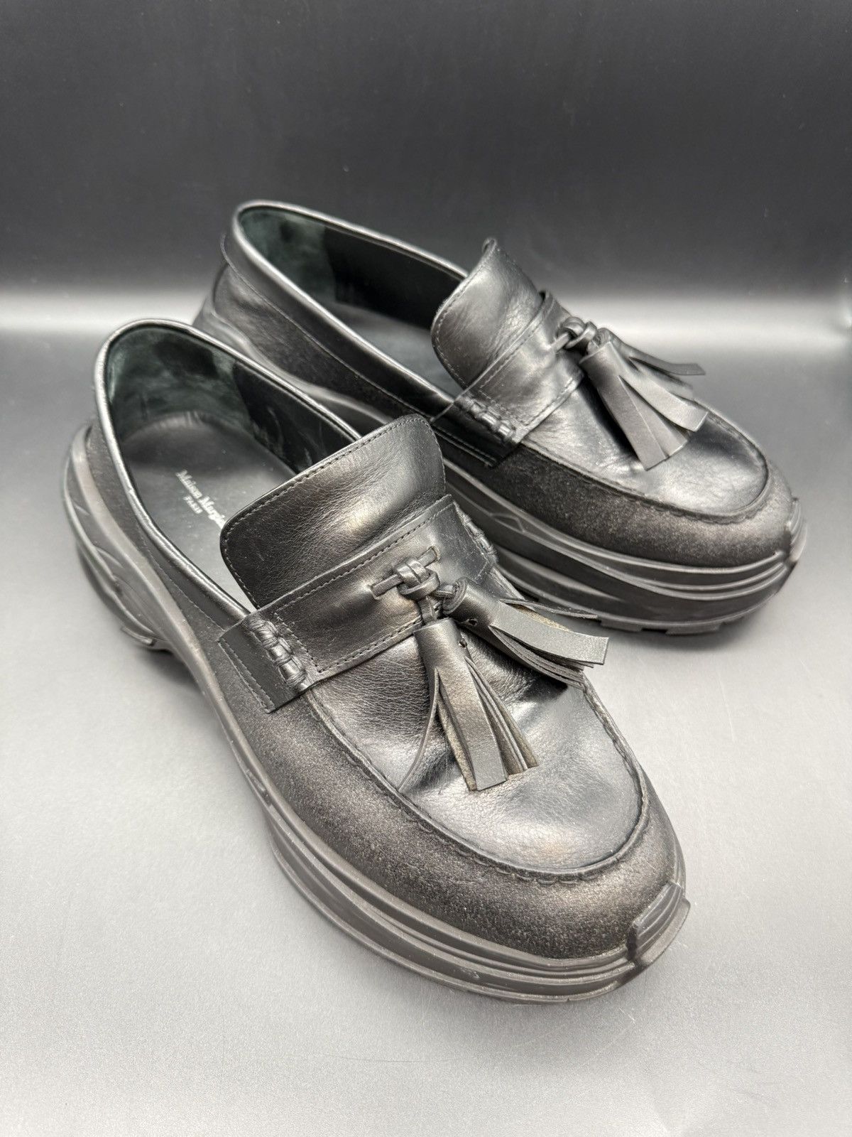 Maison Margiela Maison Margiela Tassel Loafer Sneaker Sole — Black Leather Size US 12 / EU 45 - 1 Thumbnail