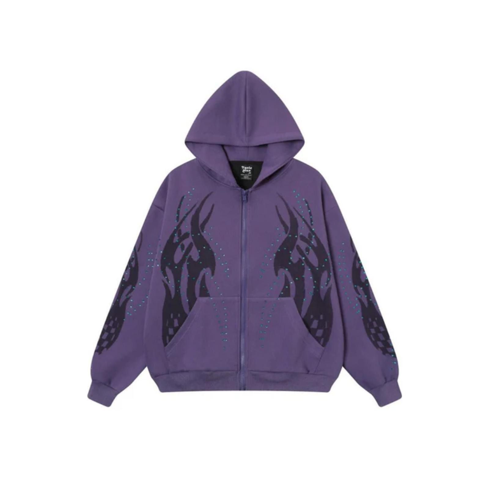 Japanese Brand Tribal Flame Rhinestone Zip Hoodie Size M / US 6-8 / IT 42-44 - 2 Thumbnail