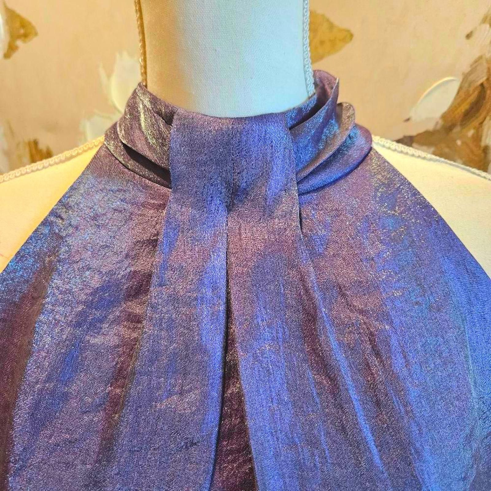 Designer I,N, Studio Purple Sheen Fabric Halter Neck Dress Size M / US 6-8 / IT 42-44 - 4 Thumbnail