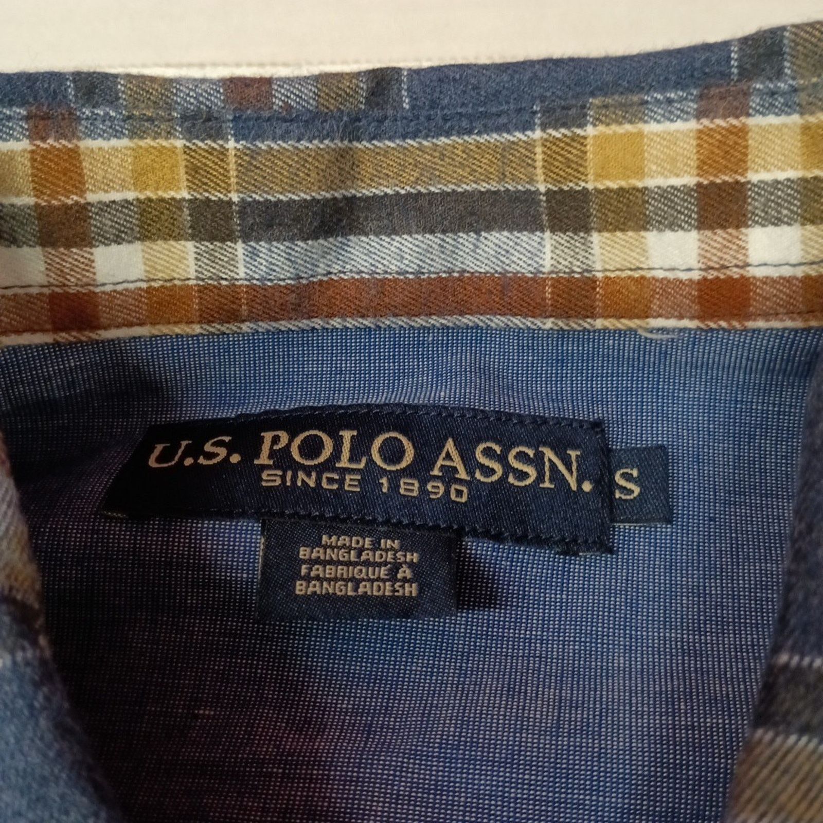 U.S. Polo Assn. U.S. Polo Assn. Button Woven Shirt Mens S Blue Heather Plaid Size US S / EU 44-46 / 1 - 4 Thumbnail