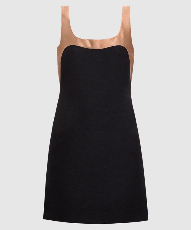 o1y0326 Silk Mini Dress in Black/Beige