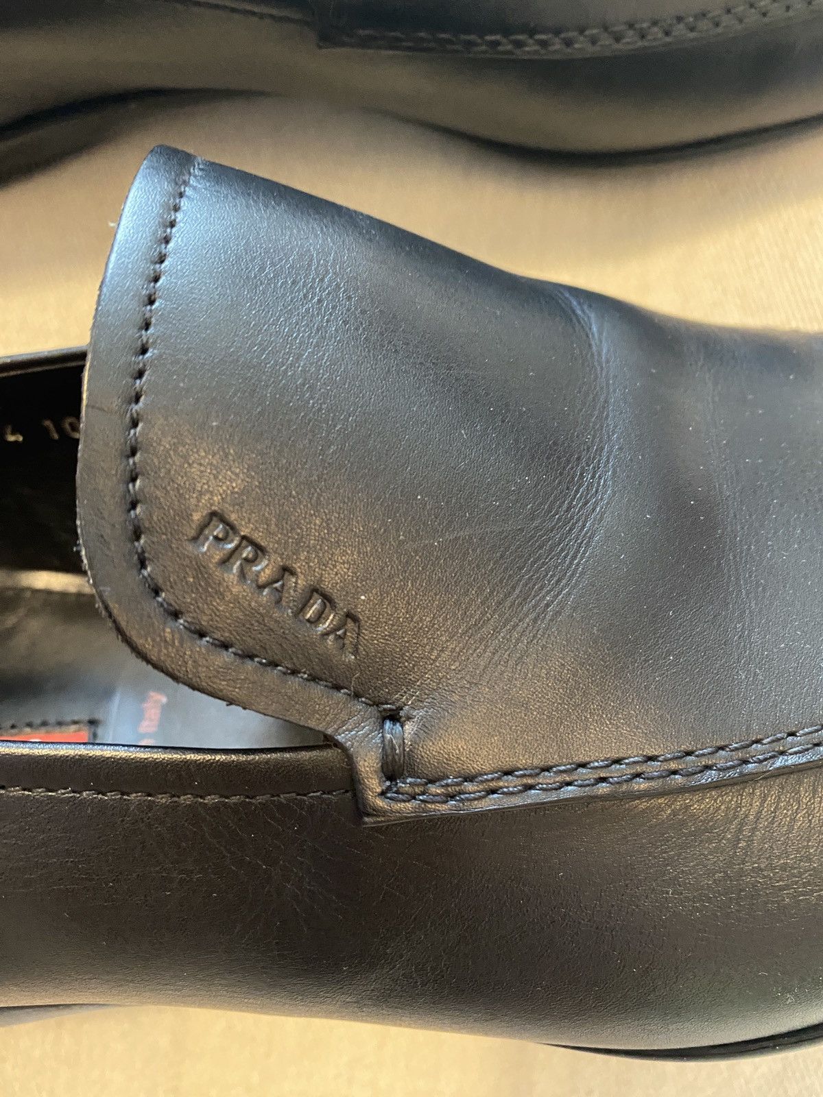 Prada Prada Linea Rossa Black Leather Rubber Sole Loafers Size 11 Size US 11 / EU 44 - 4 Thumbnail