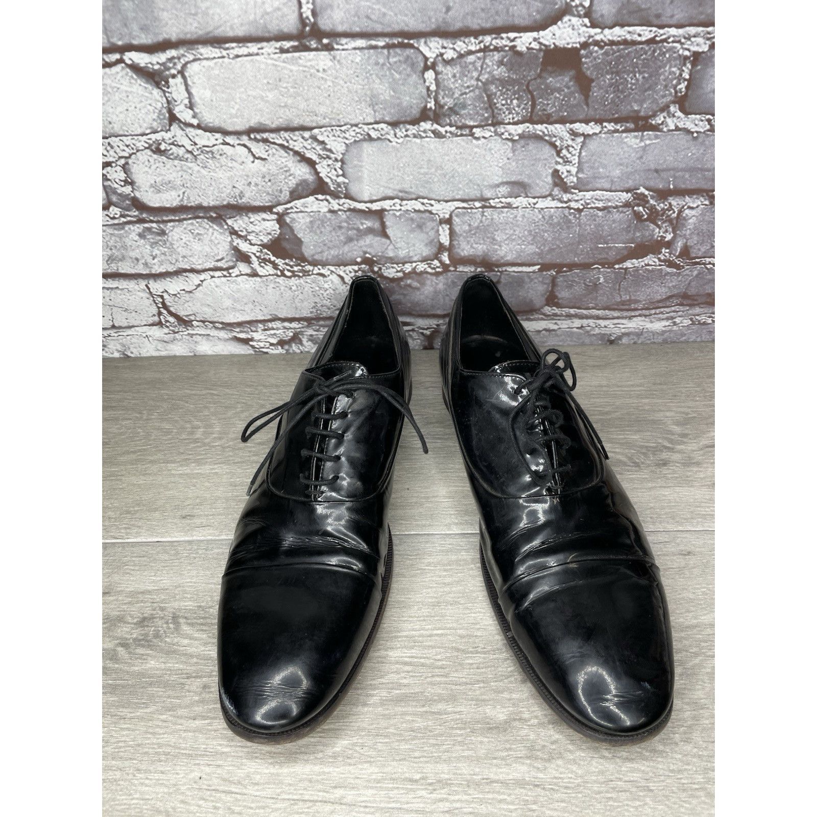 Sturhling Rolando Sturlini Black Patent Leather Derby Tuxedo Dress Sho Size US 12 / EU 45 - 16 Thumbnail